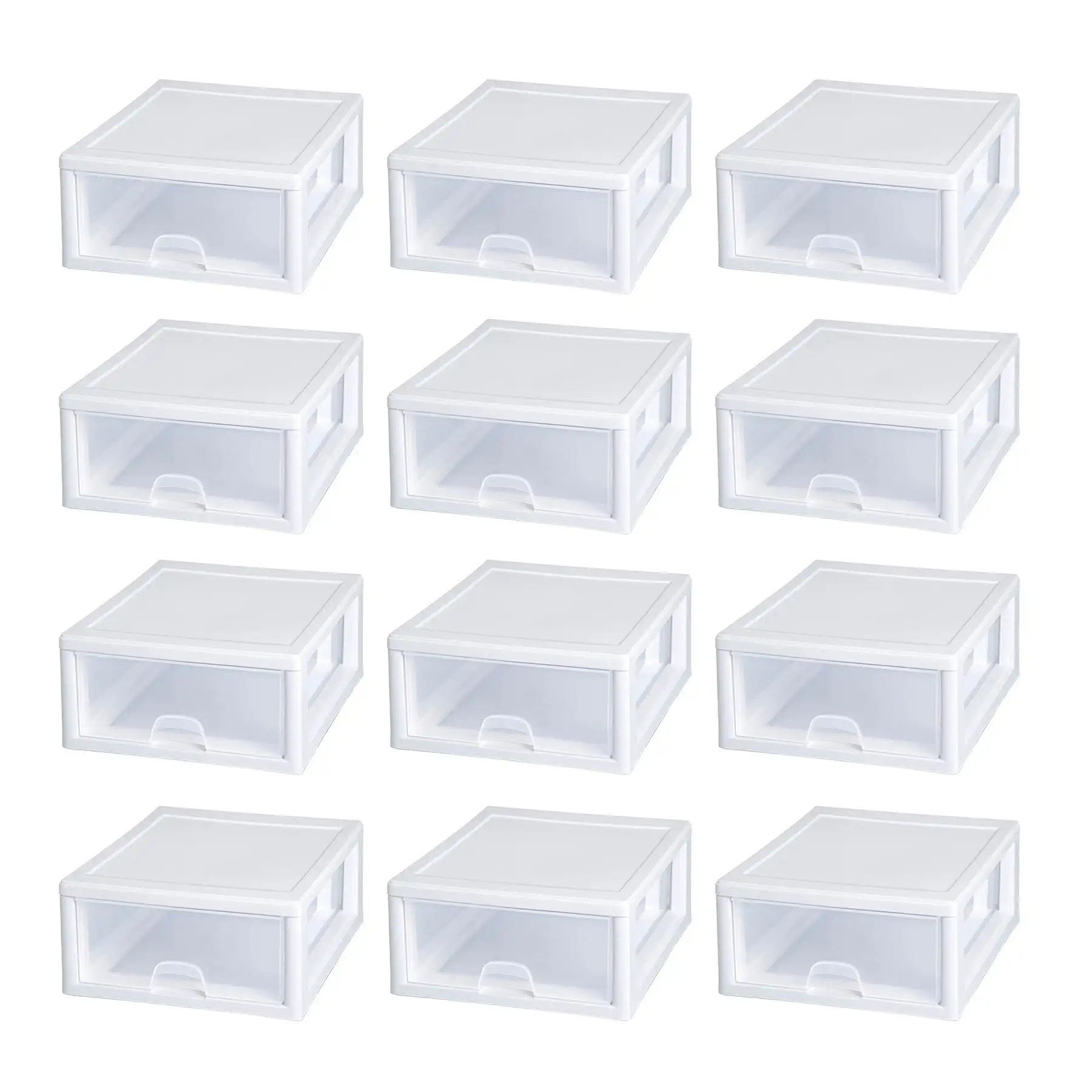 Sterilite 16 Quart Clear Plastic Stacking Storage Drawer Container Box, 12 Pack