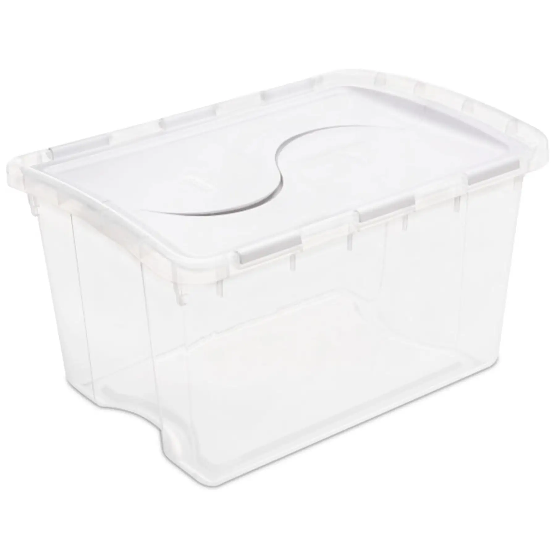 Sterilite 48 Qt Hinged Lid Storage Box Plastic Stackable Bin with Lid, 12 Pack