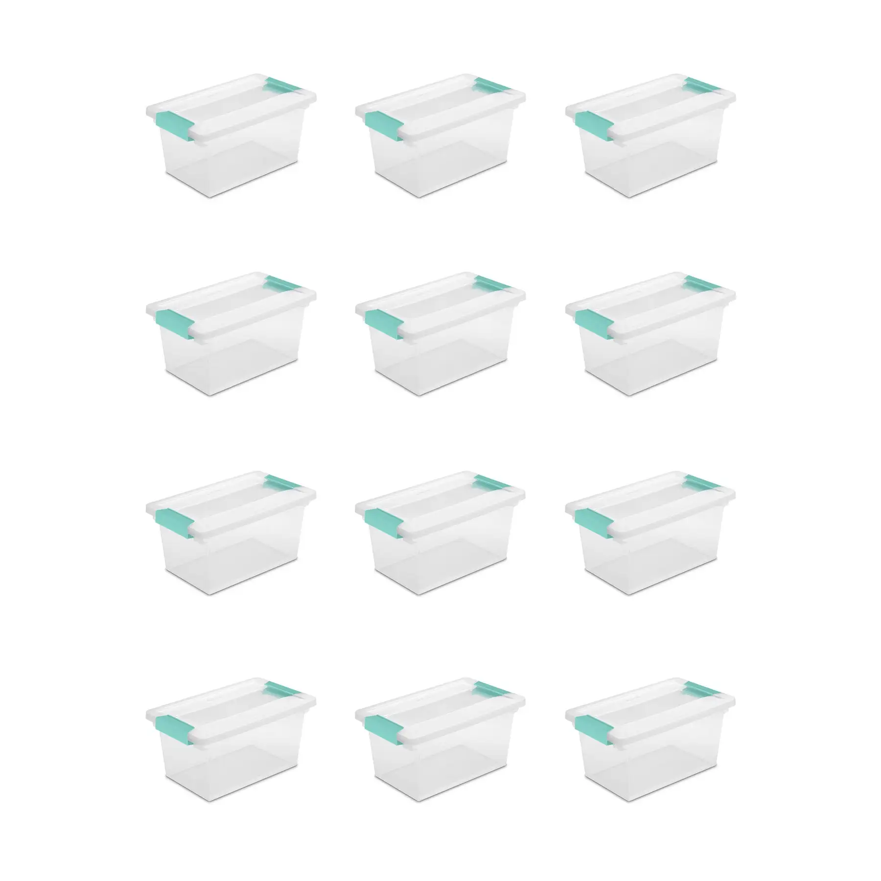 Sterilite Plastic Medium Clip Storage Box Container with Latching Lid, 12 Pack