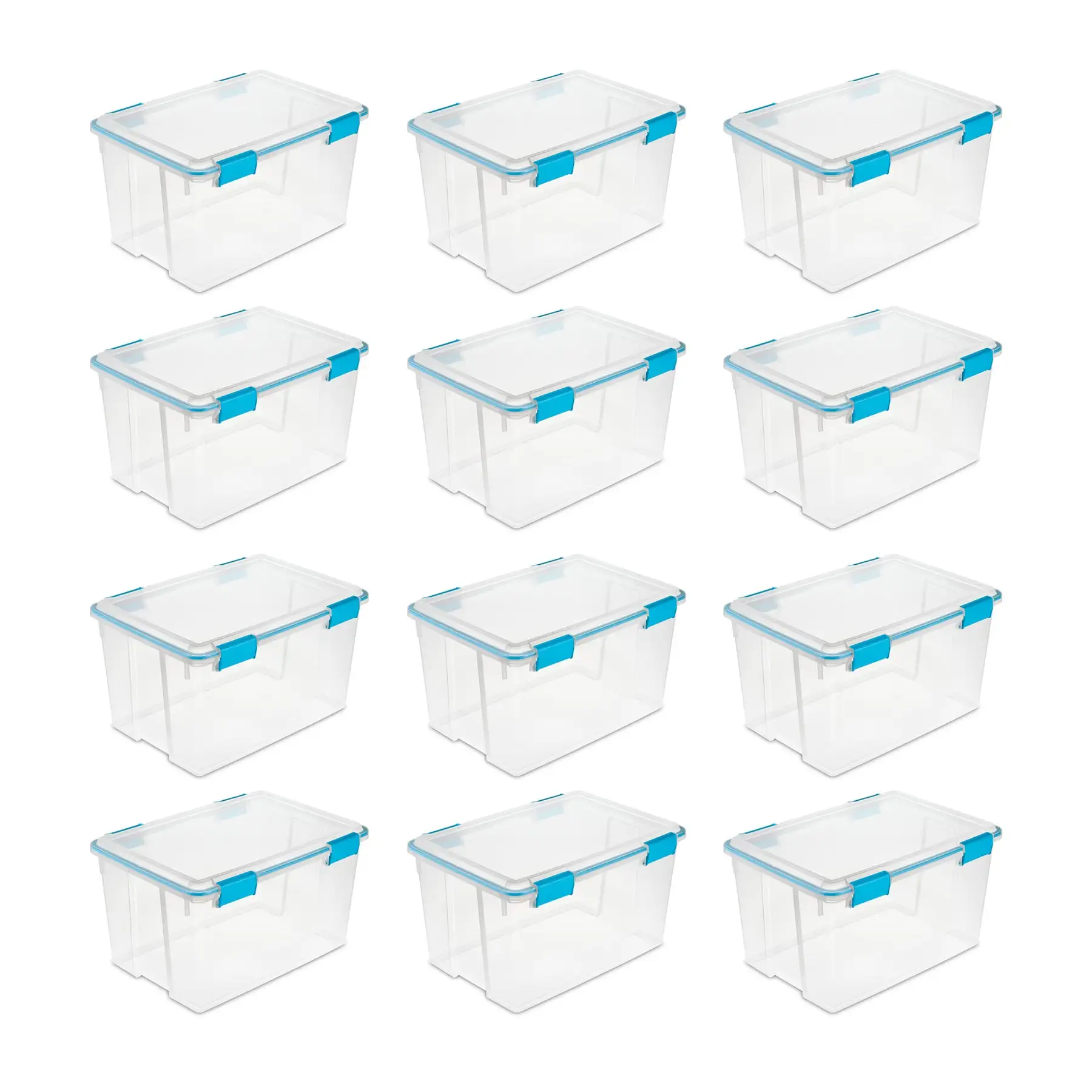 Sterilite 32 Quart Clear Stacking Storage Container with Gasket Lid, 12 Pack