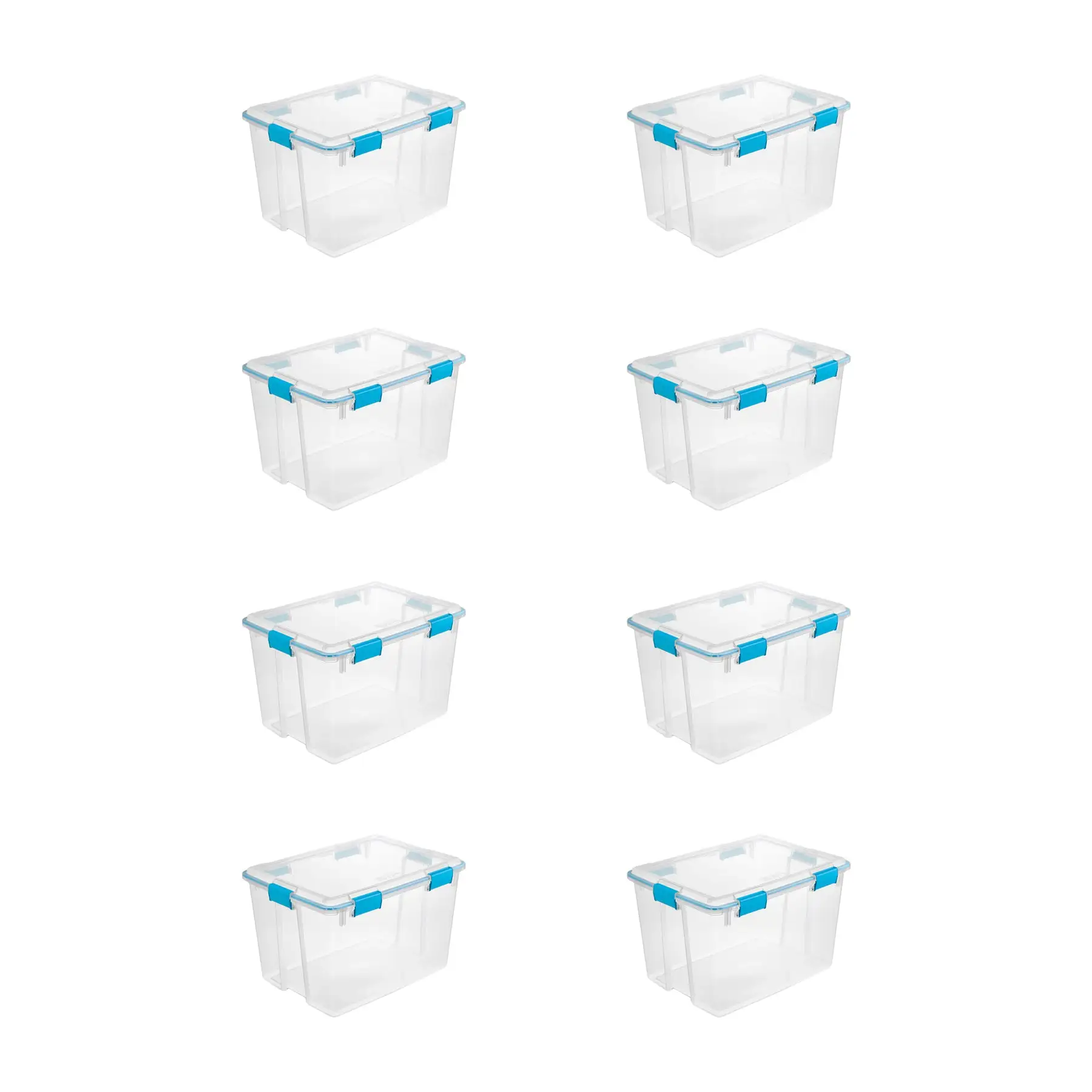 Sterilite 80-Qt Clear Plastic Stackable Storage Bin w/ Gasket Latch Lid, 8 Pack