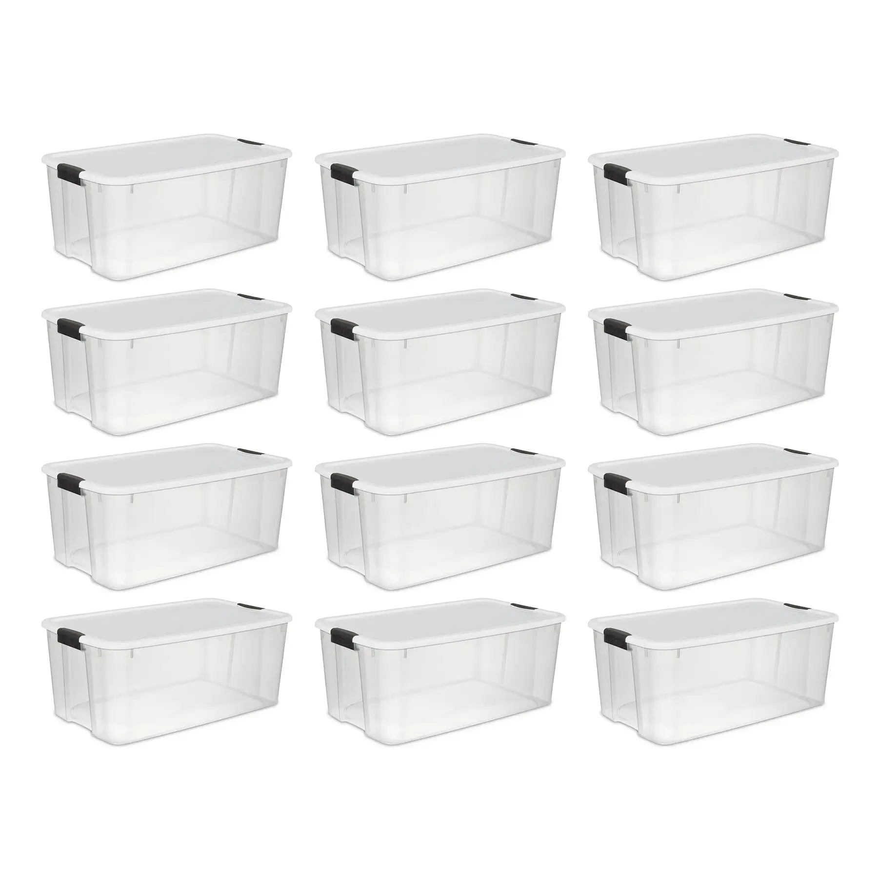 Sterilite 116 Quart Ultra Latching Clear Plastic Storage Tote Container, 12 Pack