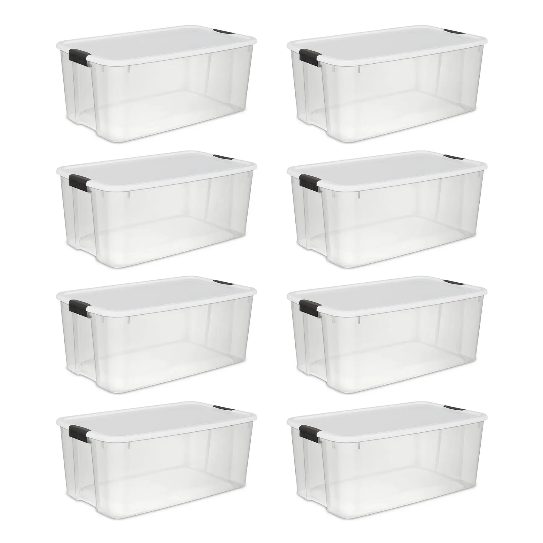 Sterilite 116 Quart Clear Stackable Latching Storage Box Containers, 8 Pack