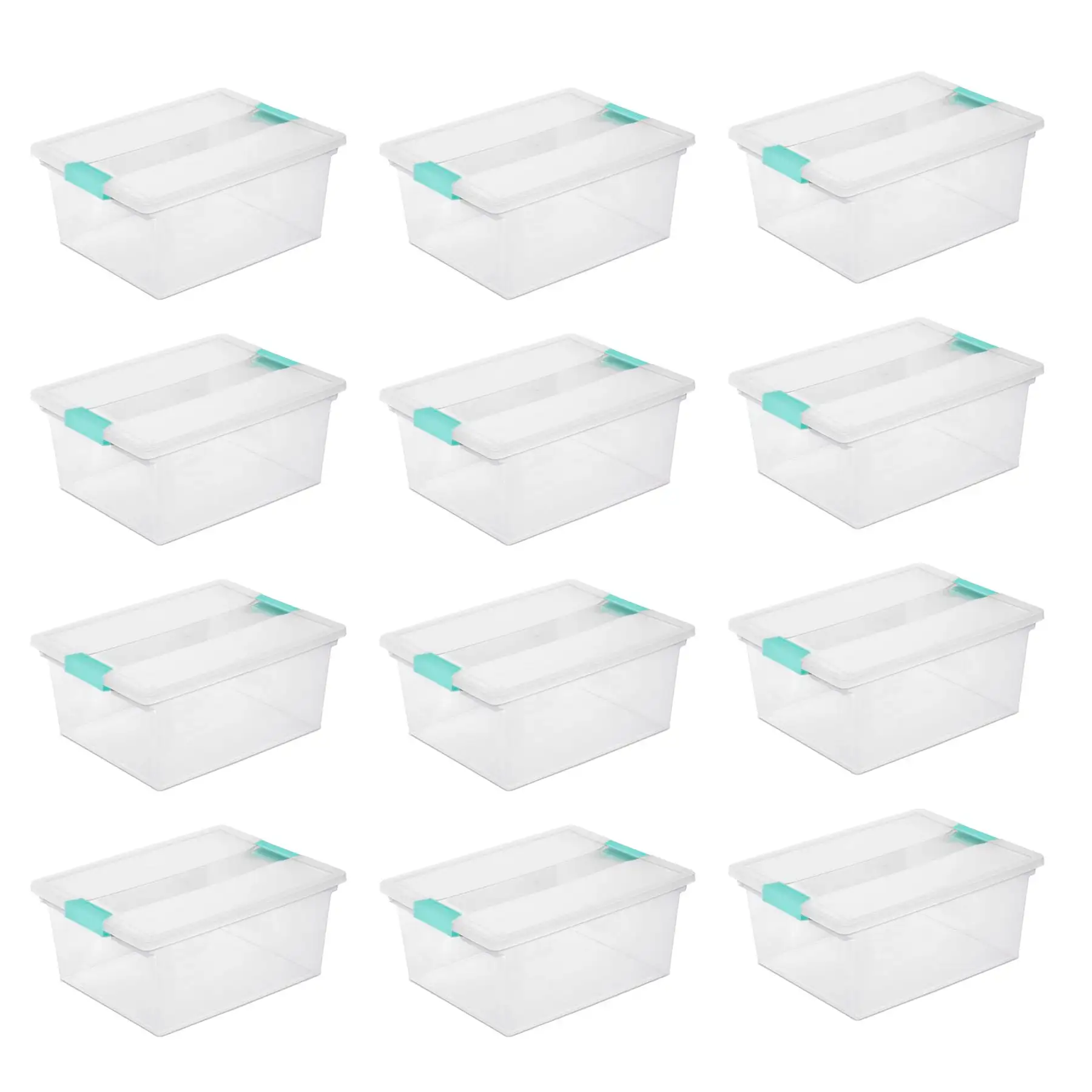 Sterilite Deep Clear Plastic Stackable Storage Bin w/ Clear Latch Lid, 12 Pack