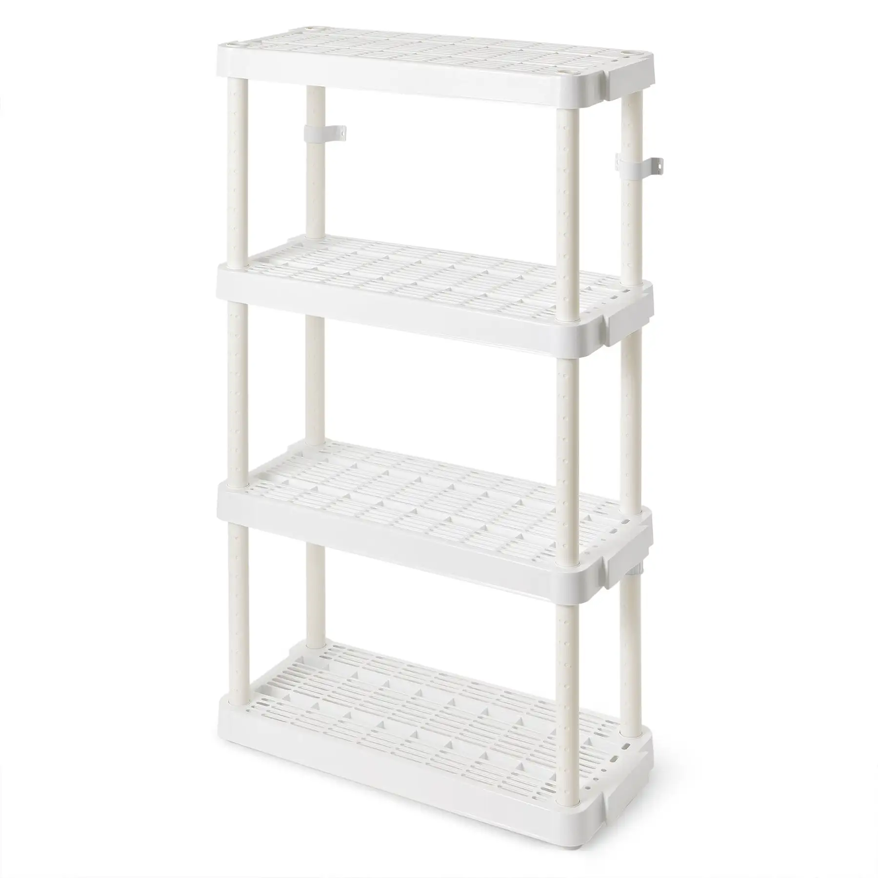 Gracious Living 4 Shelf Adjustable Height Ventilated Medium Duty Storage, White