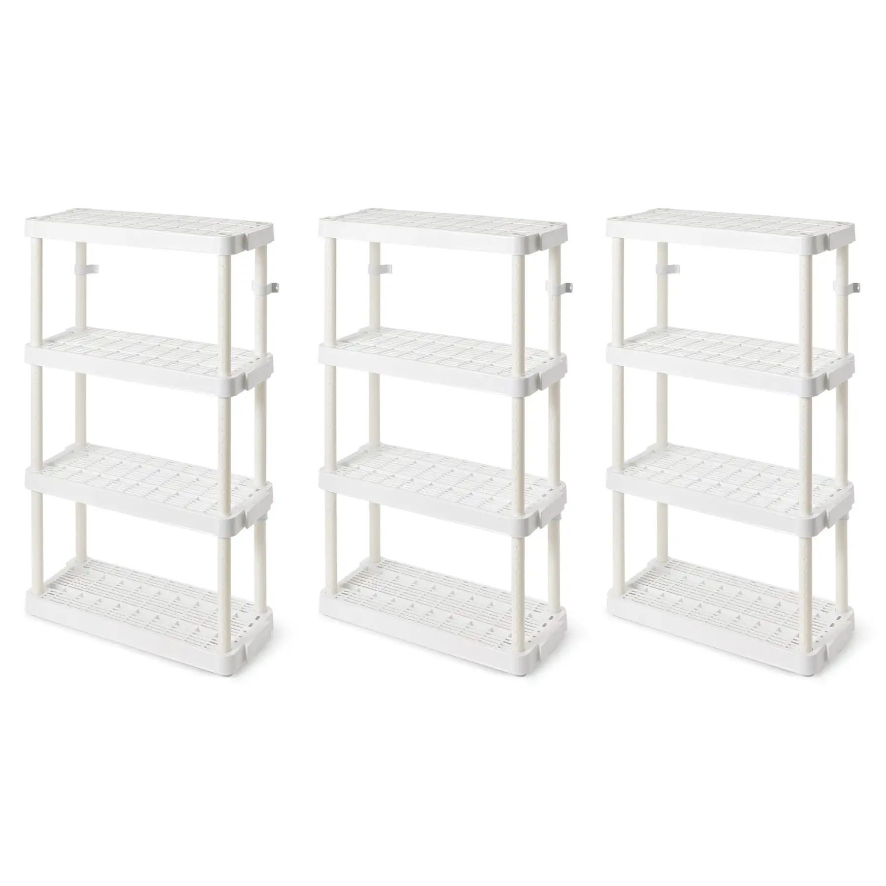 Gracious Living 4 Shelf Adjustable Height Medium Duty Storage, White (3 Pack)