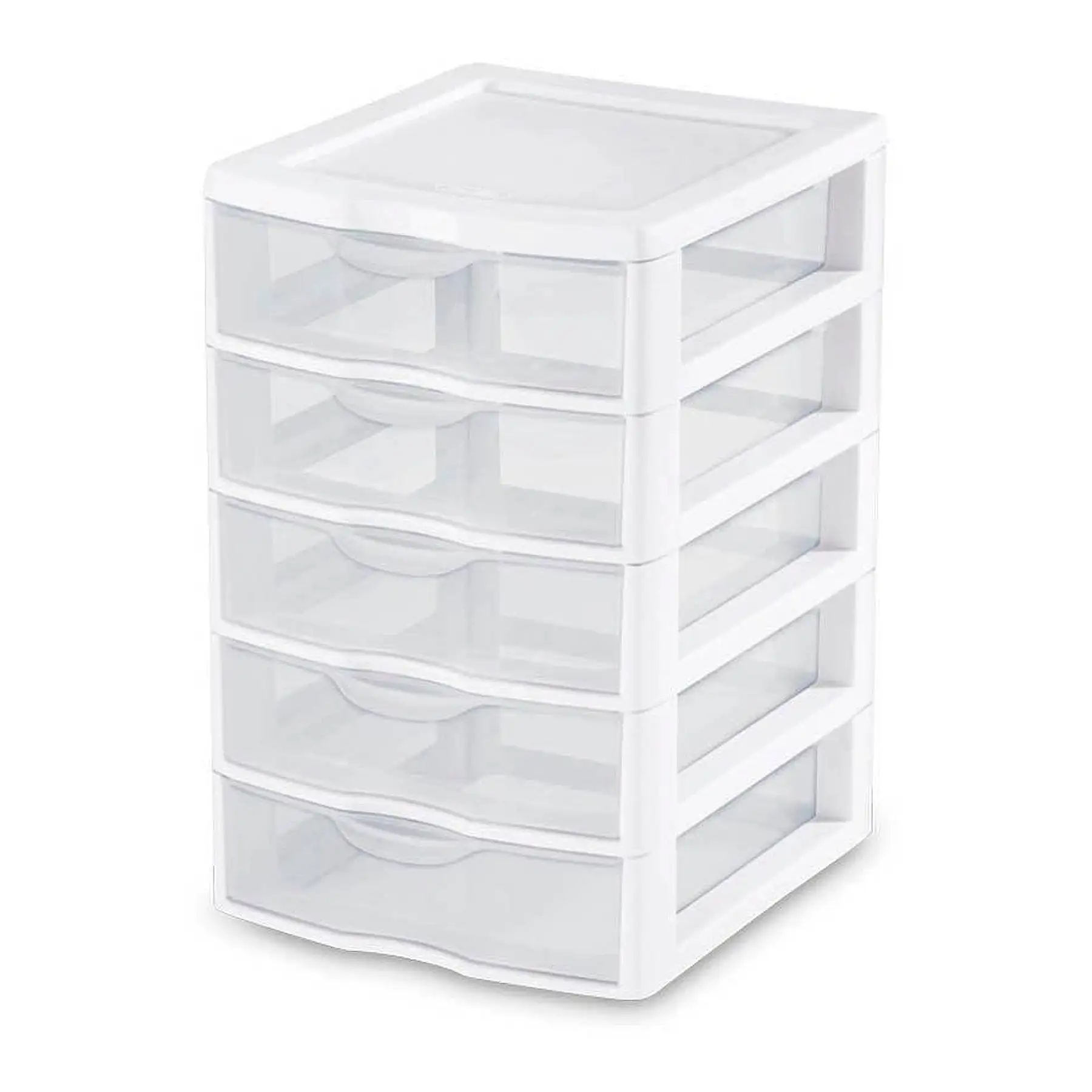 Sterilite Clearview Plastic Small 5 Drawer Desktop Storage Unit, White (12 Pack)