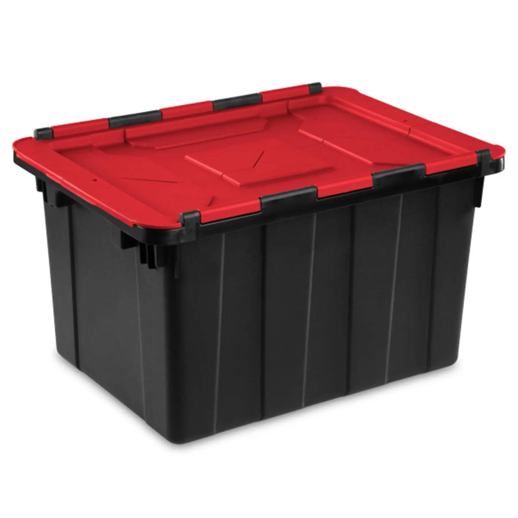 Sterilite 12 Gallon Hinged Lid Industrial Tote, Stackable Storage Bin, 18 Pack