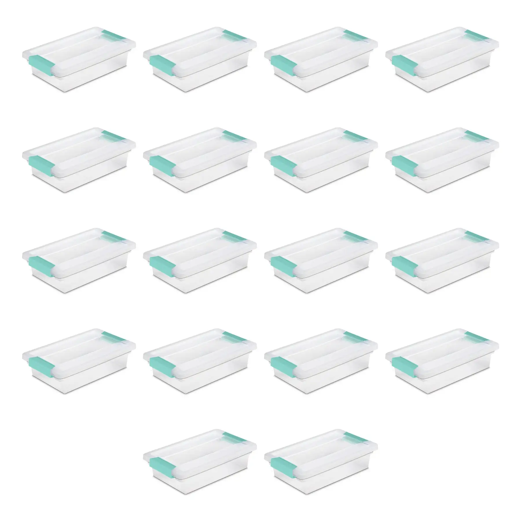 Sterilite Small Clip Box Clear Storage Tote Container with Latching Lid, 18 Pack