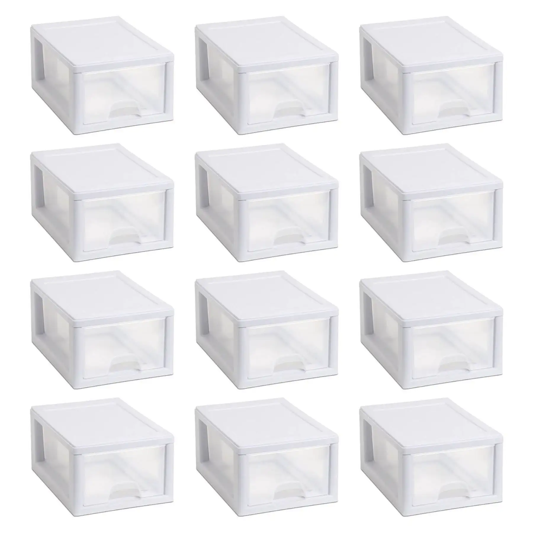 Sterilite 20518006 Stackable Small Drawer White Frame & See-Through (12 Pack)