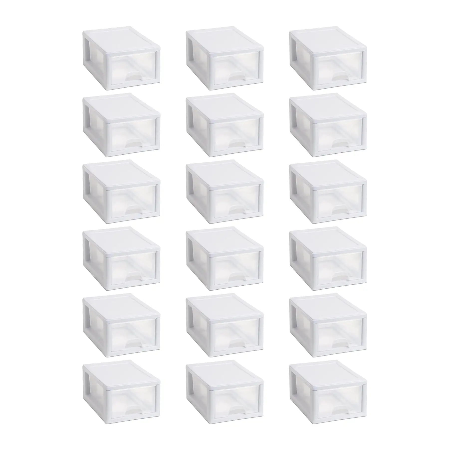 Sterilite 20518006 Stackable Small Drawer White Frame & See-Through (18 Pack)