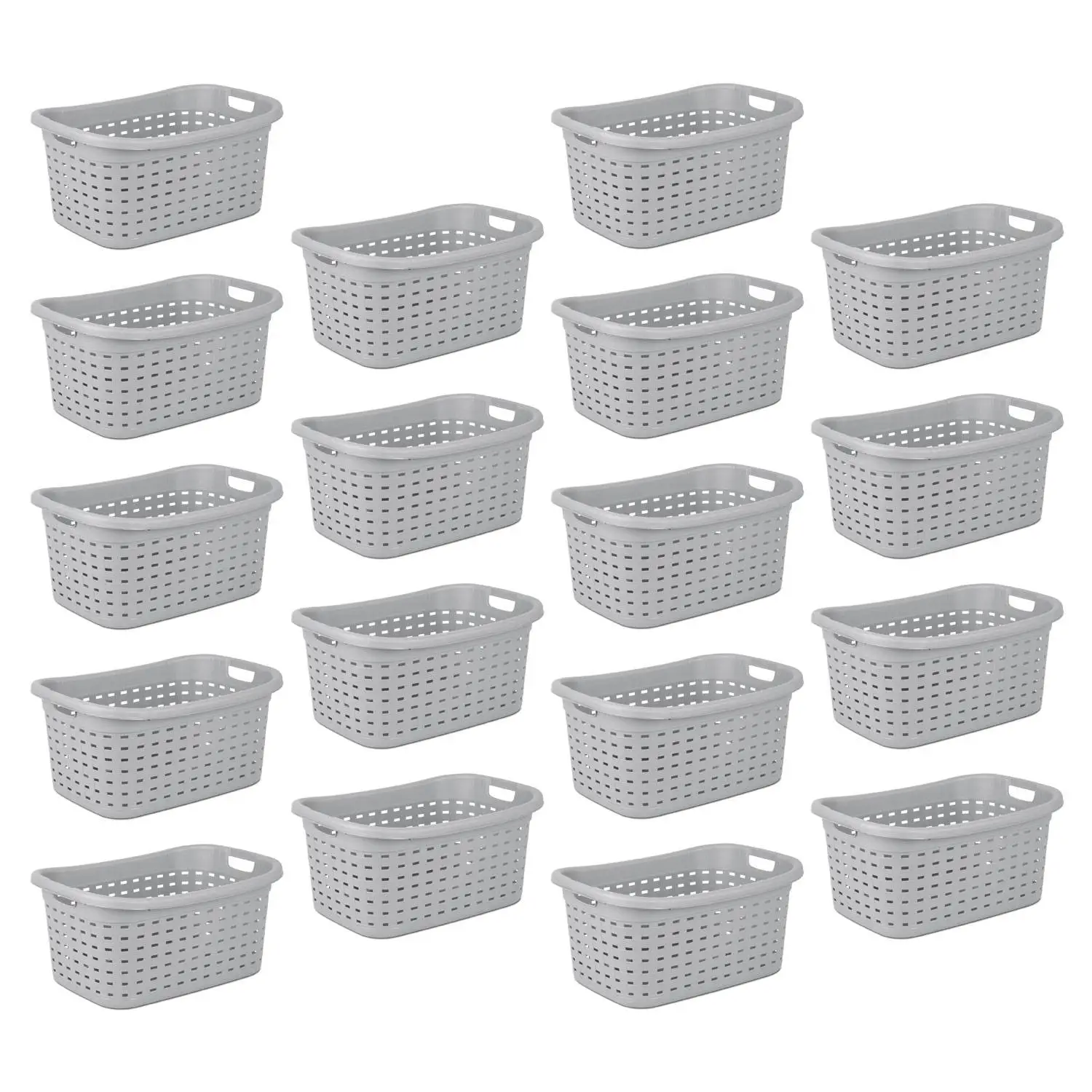 Sterilite Cement Gray Durable Weave Laundry Basket with Wicker Pattern (18 Pack)