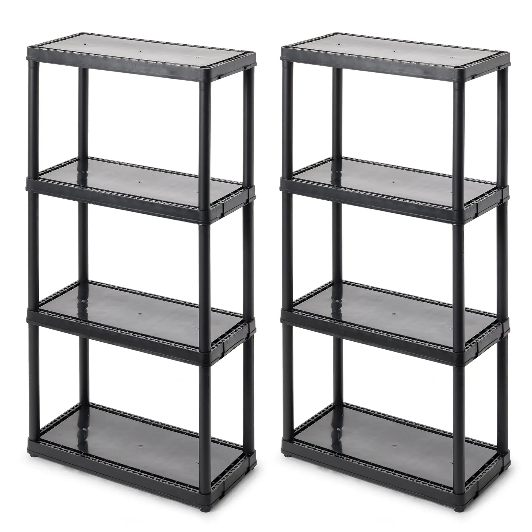 Gracious Living 4 Shelf Fixed Height Light Duty Storage Unit, Black (2 Pack)