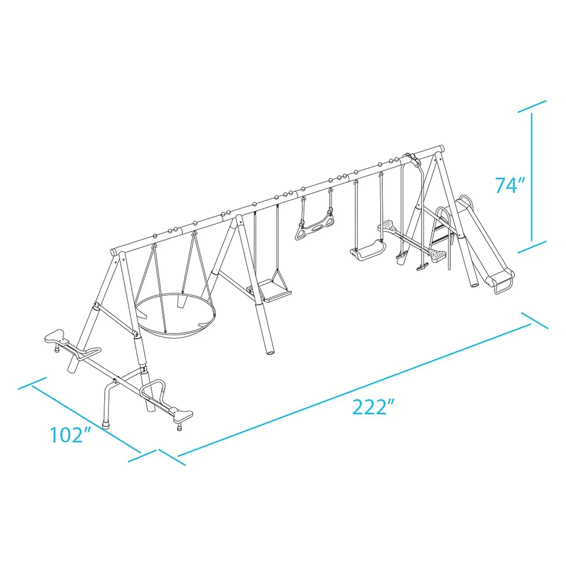 XDP Recreation Deerfield Playground Swing Set, Super Disc, Slide, Glider & Swing - Image 3