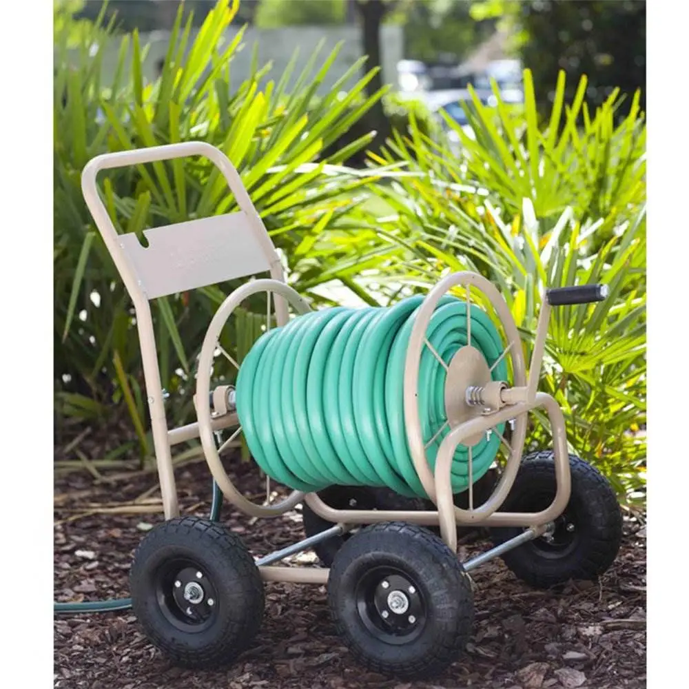 Liberty Garden 870 Industrial 4 Wheel 300 Foot Steel Frame Water Hose Reel Cart