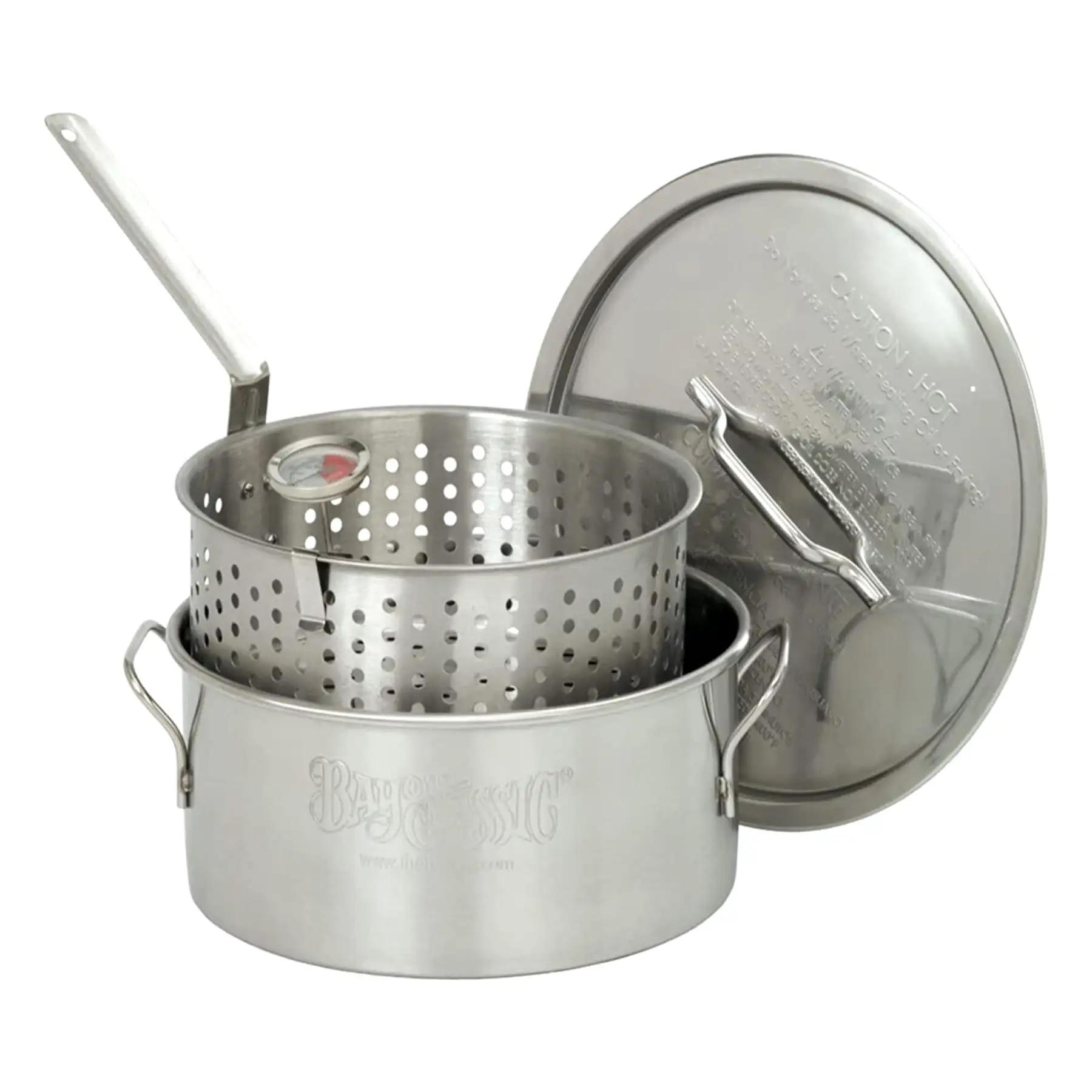 10 Quart Stainless Steel Fry Pot w/Perforated Basket & Thermometer