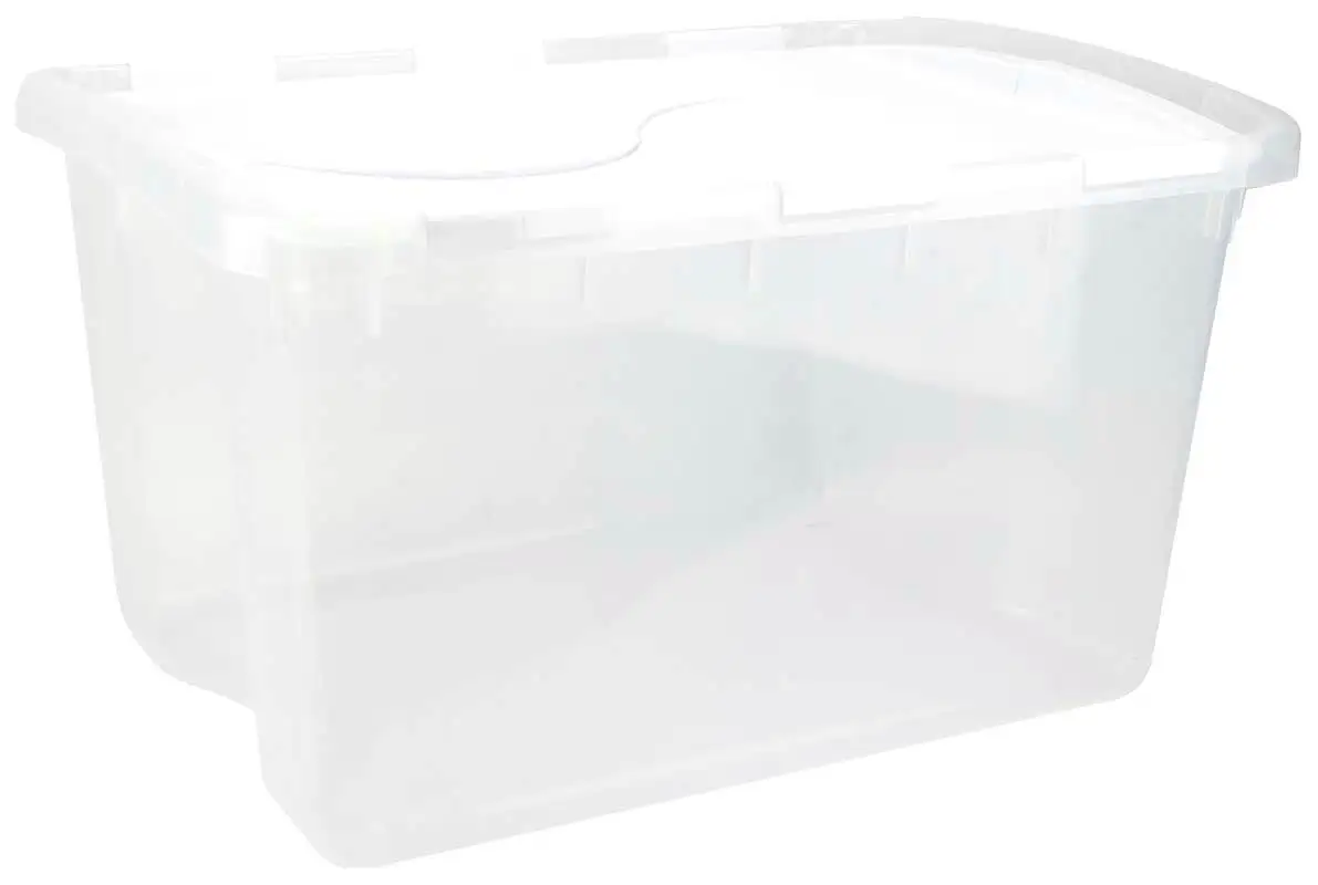 Sterilite 48 Qt Hinged Lid Storage Box Plastic Stackable Bin with Lid, 18 Pack