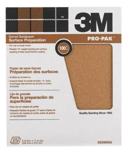 3M 88596NA Garnet Paper Sheets 9"X11"