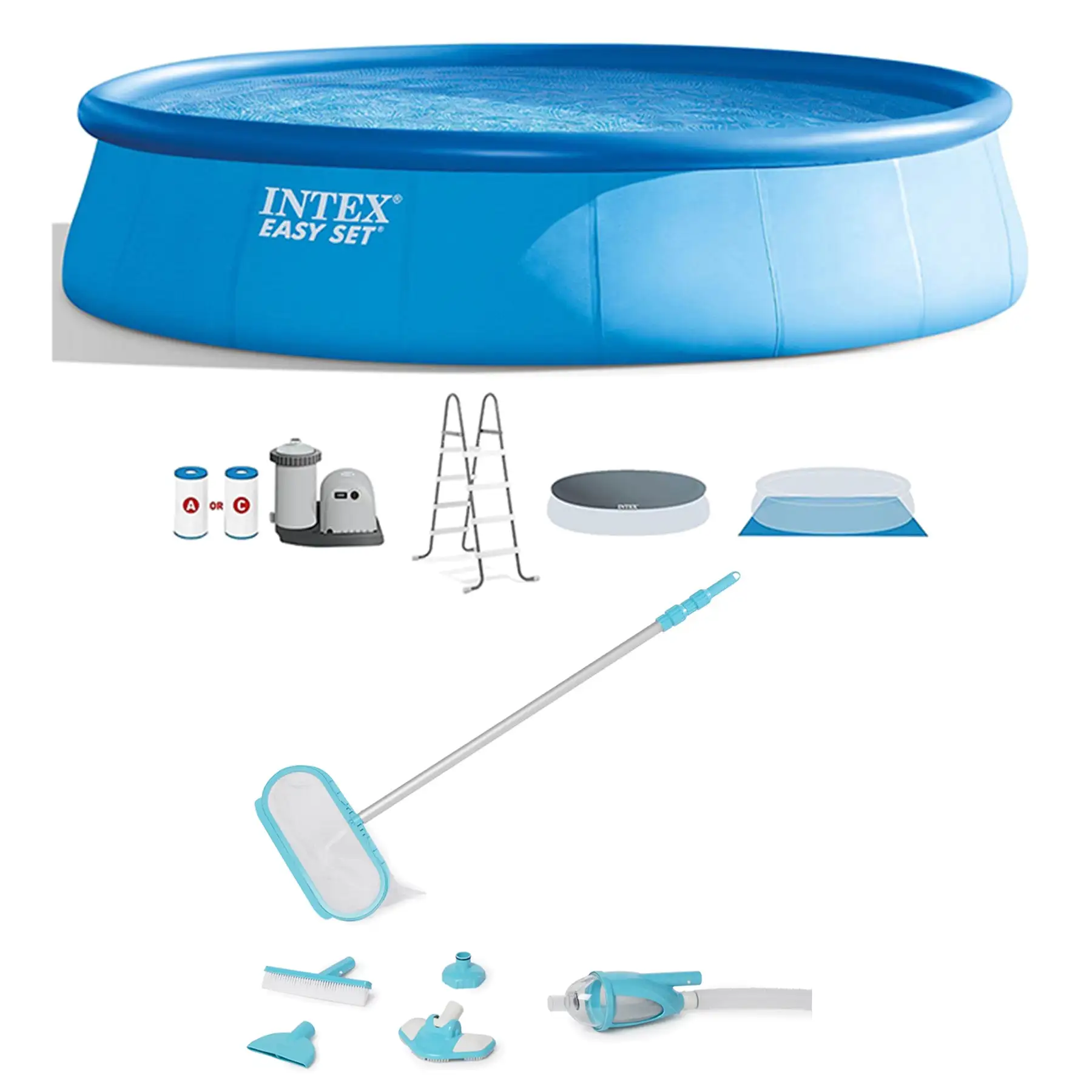 Intex Easy Set 18' x 48" Inflatable Pool Set with Pump, Ladder & Maintenance Kit