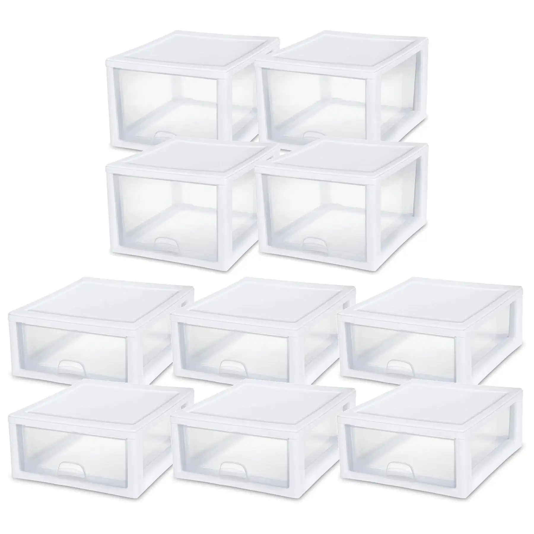 Sterilite 27 Qt (4 Pk) & 16 Qt (6 Pk) Stackable Plastic Storage Drawer Container