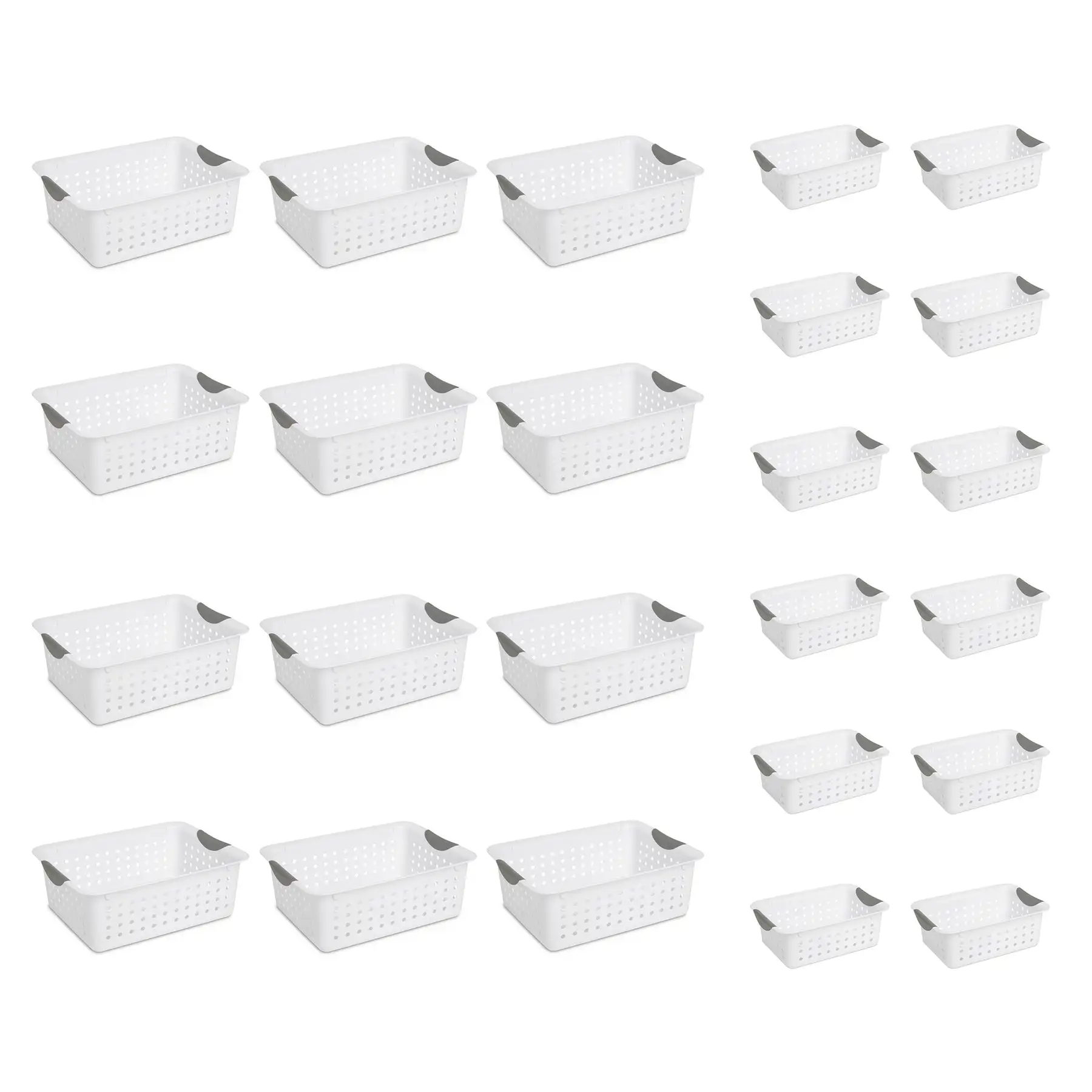 Sterilite Medium & Small Ultra Plastic Storage Bin Organizer Basket (12 Pack)