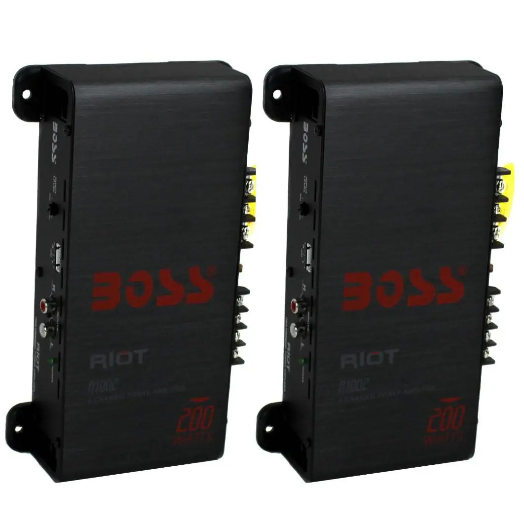 BOSS R1002 200W 2-Channel RIOT Car Audio High Power Amplifier Amps (2 Pack)