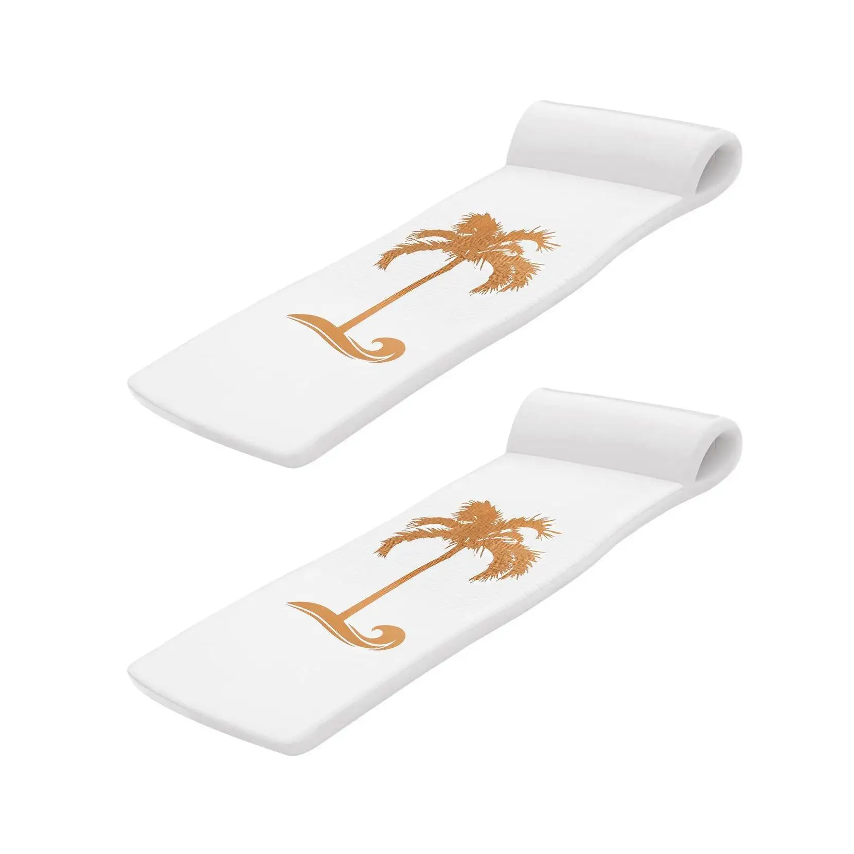 Recreation Sunsation 70" Foam Lounger Pool Float, Bronze Palm White (2 Pack)