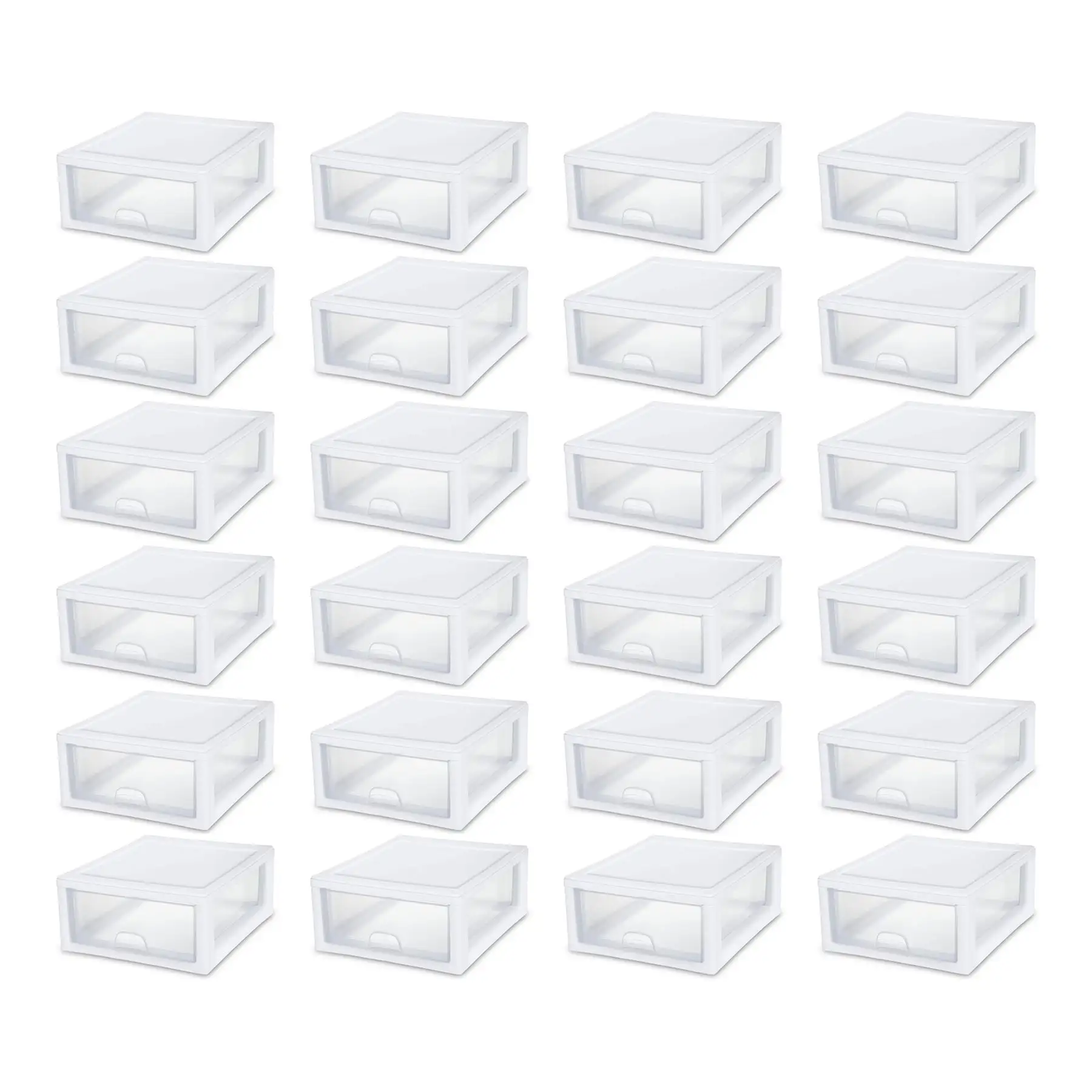 Sterilite 16 Quart Clear Plastic Stacking Storage Drawer Container Box, 24 Pack