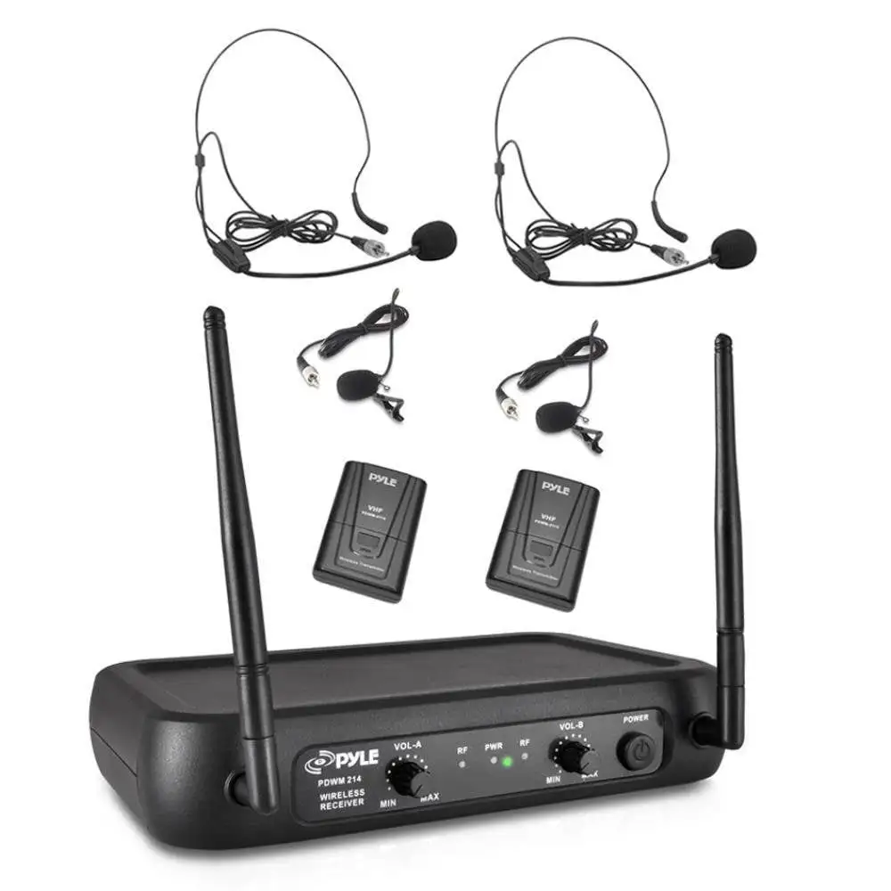 Pyle Pro Bodypacks, Lavaliers, Headsets VHF Wireless Microphone System (2 Pack)