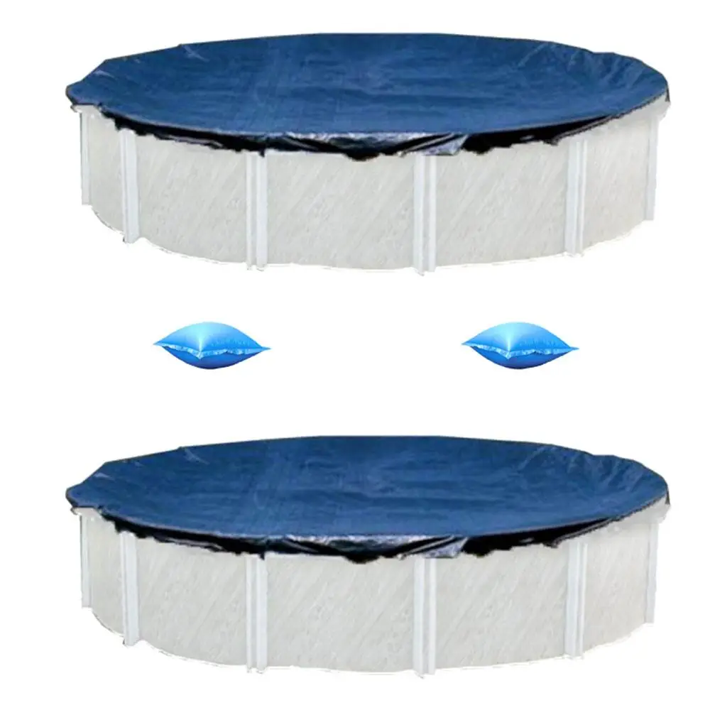 Swimline 24 Ft Above Ground Pool Winter Cover (2 Pack) & Air Pillows (2 Pack)