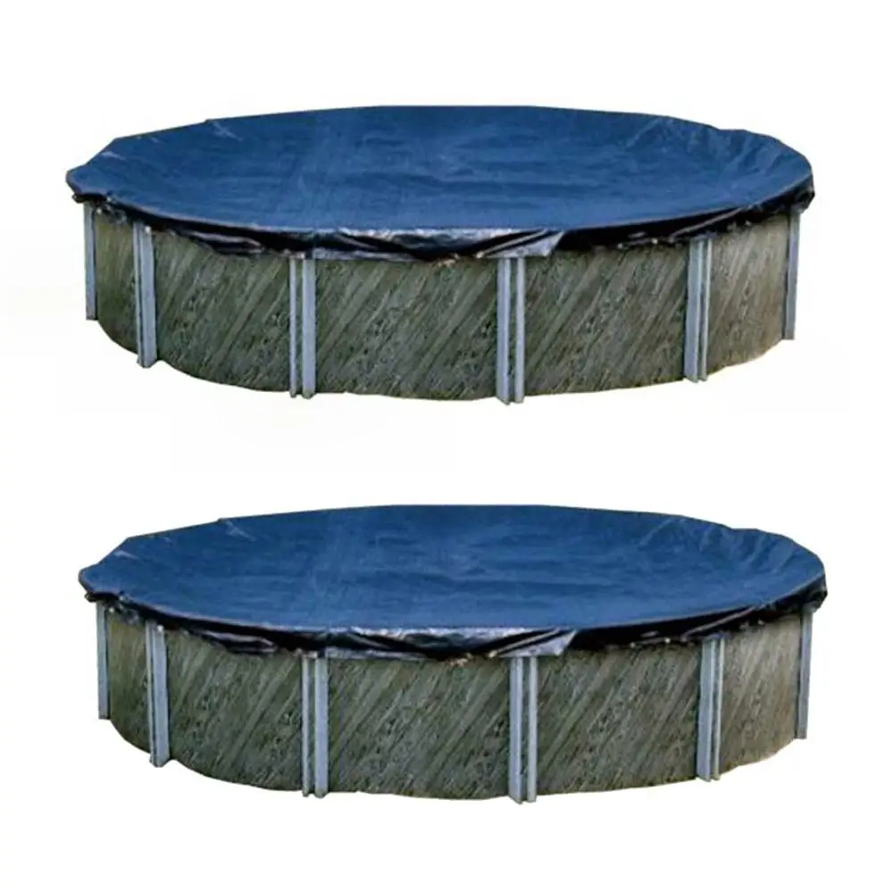 Swimline 21 Foot Round Above Ground Winter Swimming Pool Cover, Blue (2 Pack)