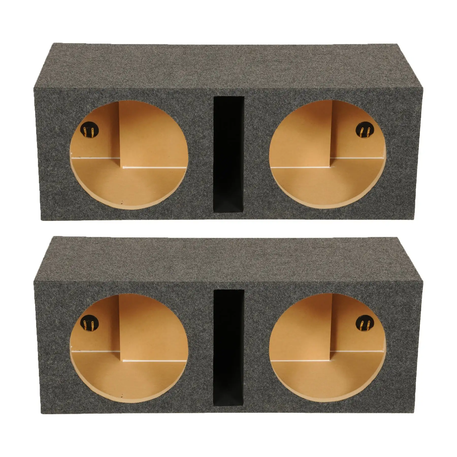 QPower QBASS Dual 10 Inch Car Audio Subwoofer Enclosure Box, Charcoal (2 Pack)