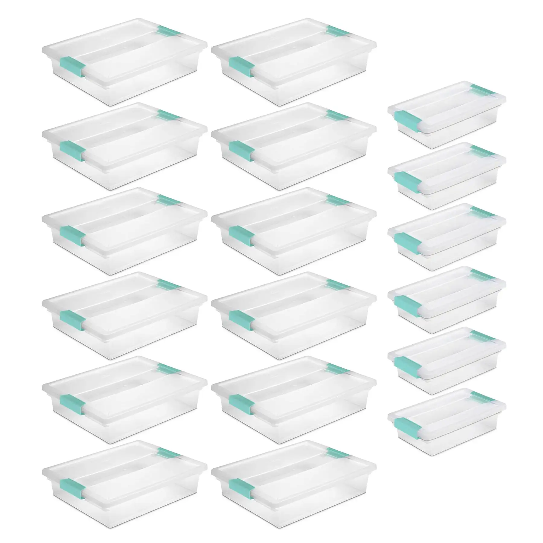 Sterilite Large Clip Storage Box, 12 Pack, and Small Clip Storage Box, 6 Pack