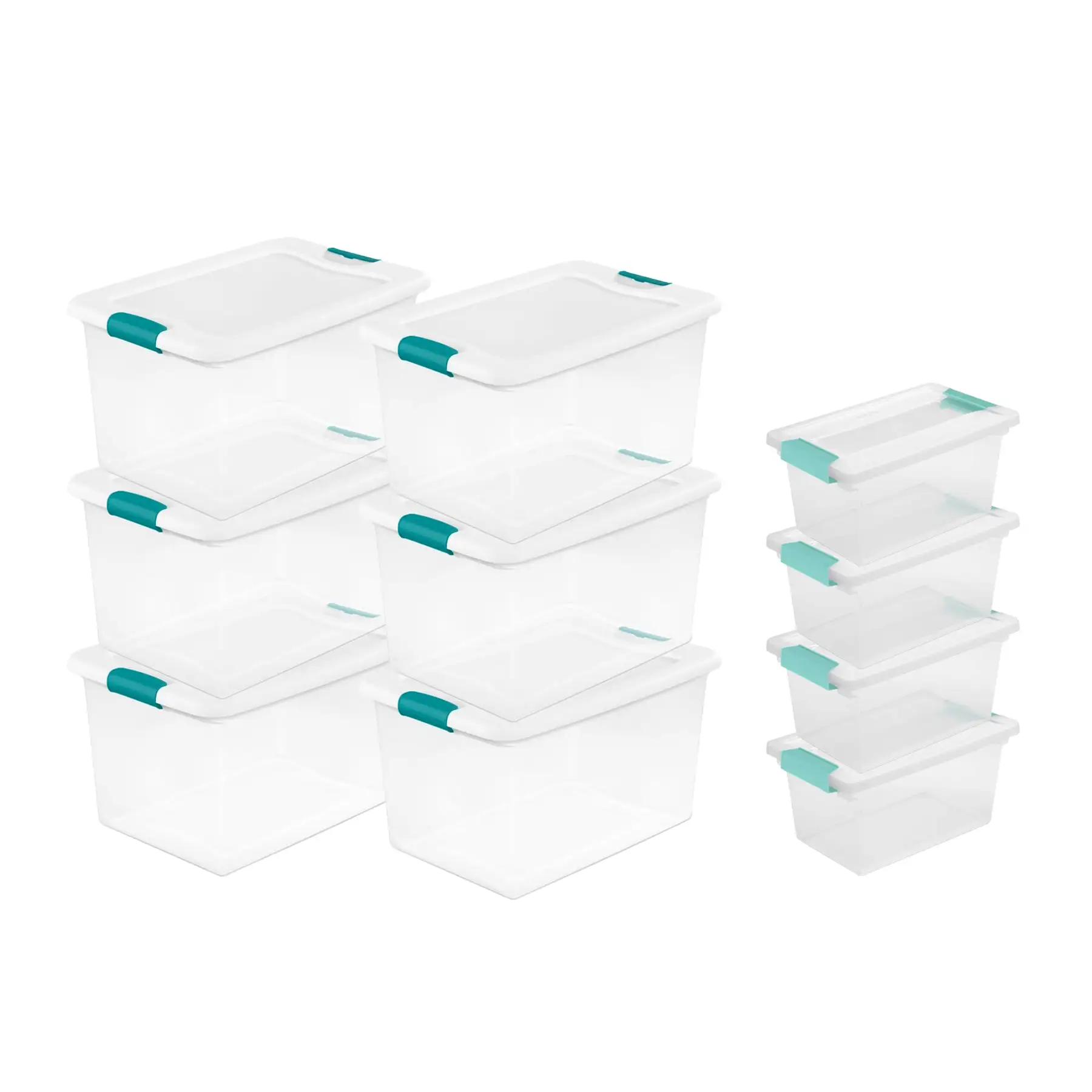 Sterilite 64 Quart Latching Storage Tote Box (6 Pack) + Medium Clip Box (4 Pack)