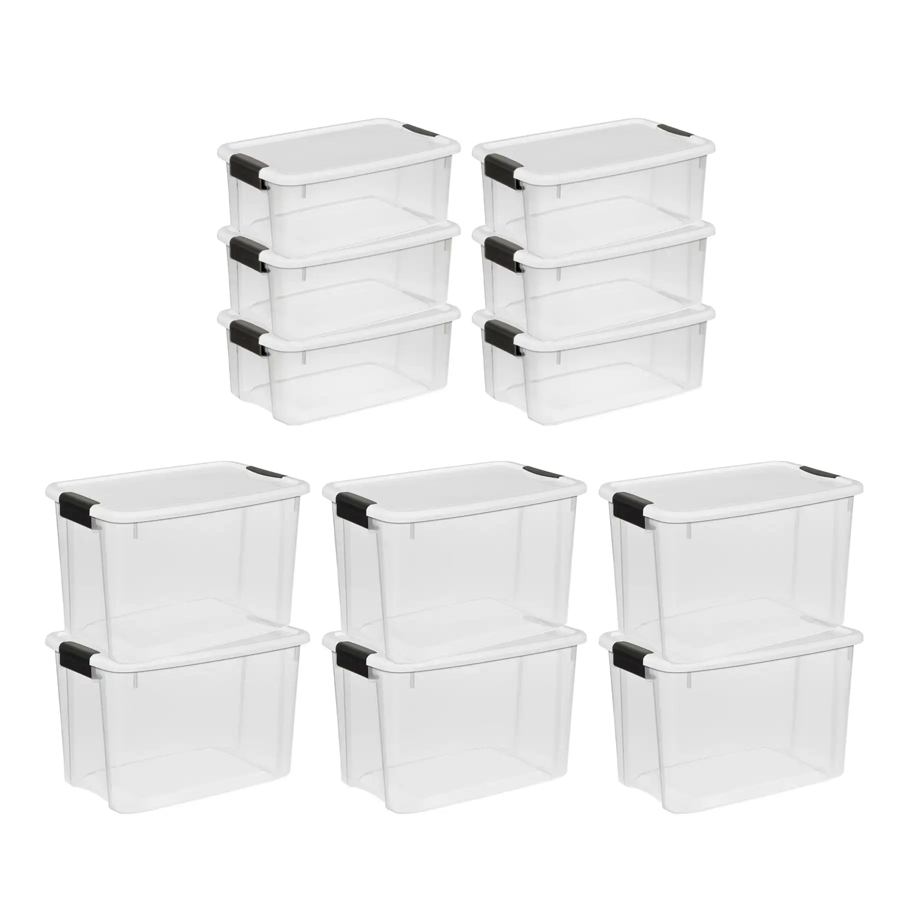 Sterilite 30 Qt 6-Pack & 18 Qt 6-Pack Clear Plastic Stackable Storage Bin w/ Lid