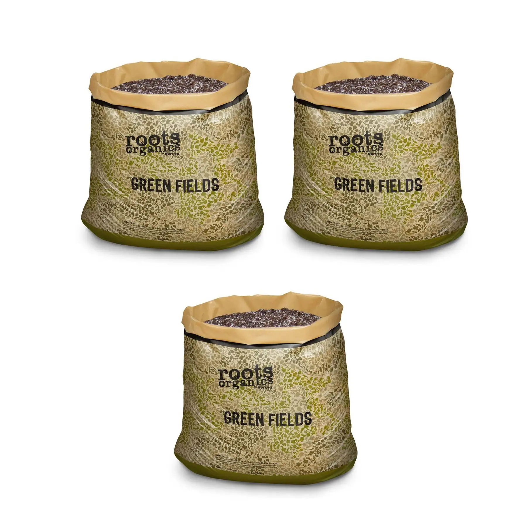 Roots Organics ROGF Green Fields Hydroponic Garden Potting Soil, 10 Gal, 3 Pack