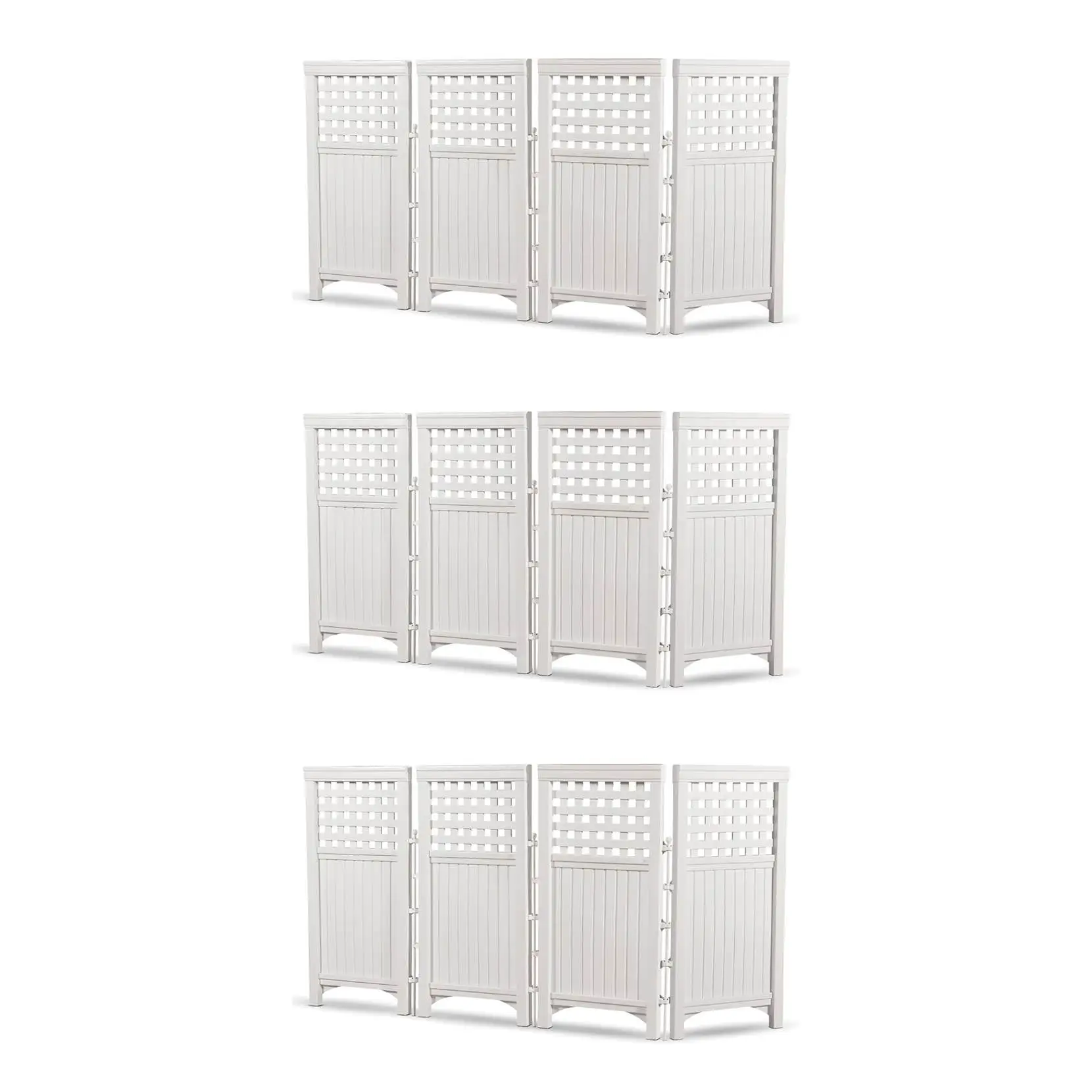 Suncast Outdoor Garden Yard 4 Panel Screen Enclosure Gated Fence, White (3 Pack)