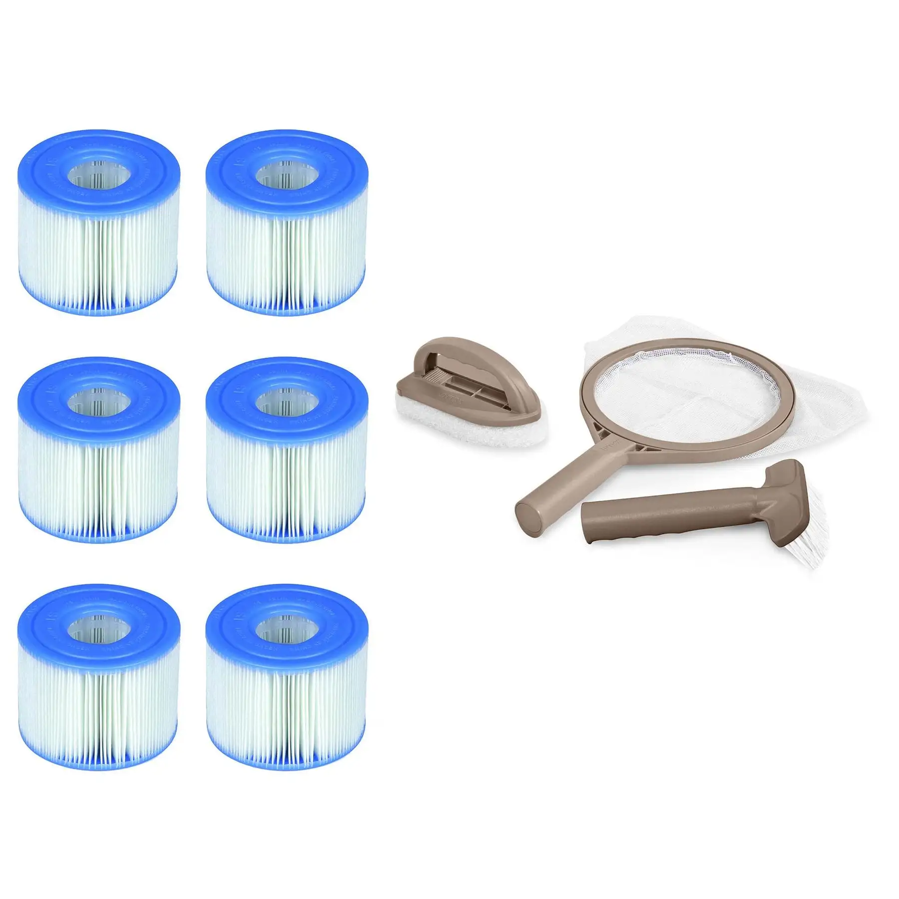 Intex PureSpa Type S1 Easy Set Pool Filter Cartridges (6 Filters) & Cleaning Kit