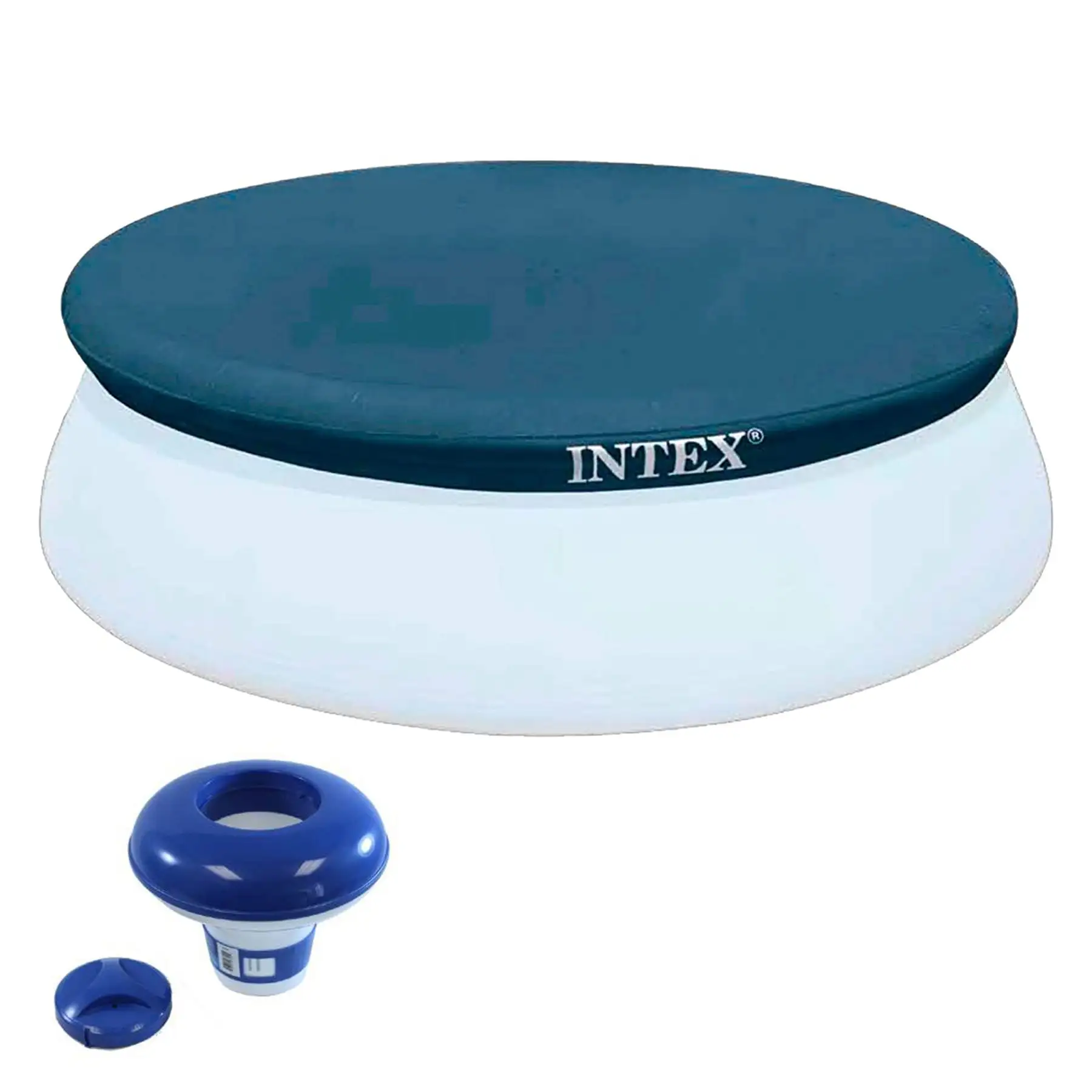 Intex 8' Round Cover for Above Ground Pools with 7" Floating Chlorine Dispenser