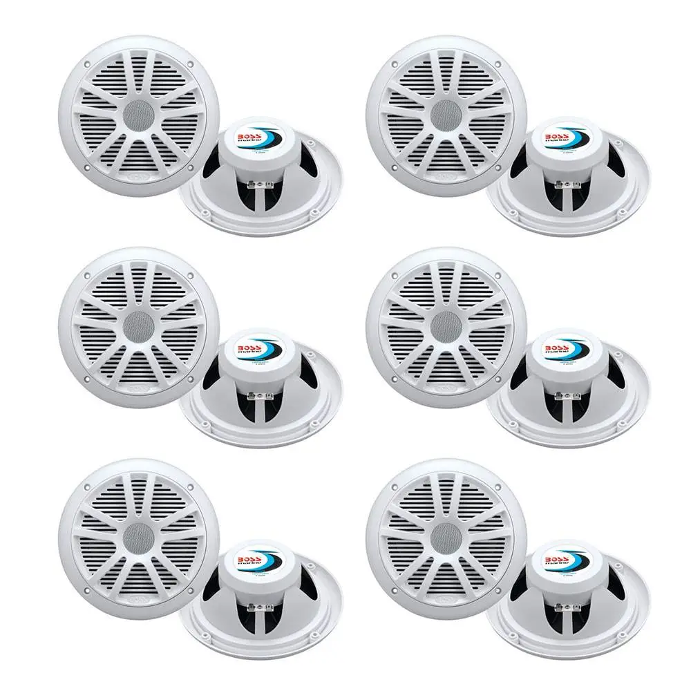 Boss Audio MR6W 6.5" 180W Dual Cone Marine/Boat Speakers Stereo (6 Pack)