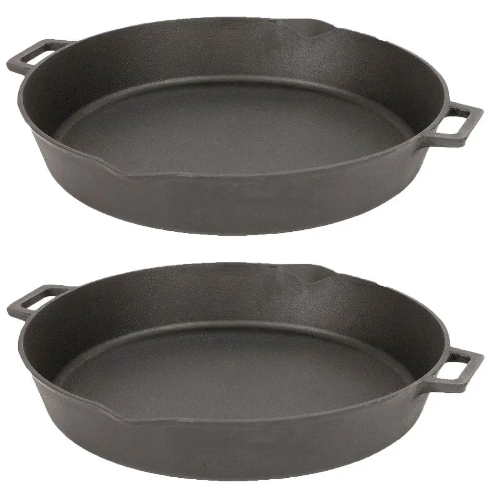 Bayou Classic 16 Inch Oven Safe Cast Iron Skillet Cooking Pot, Black (2 Pack)