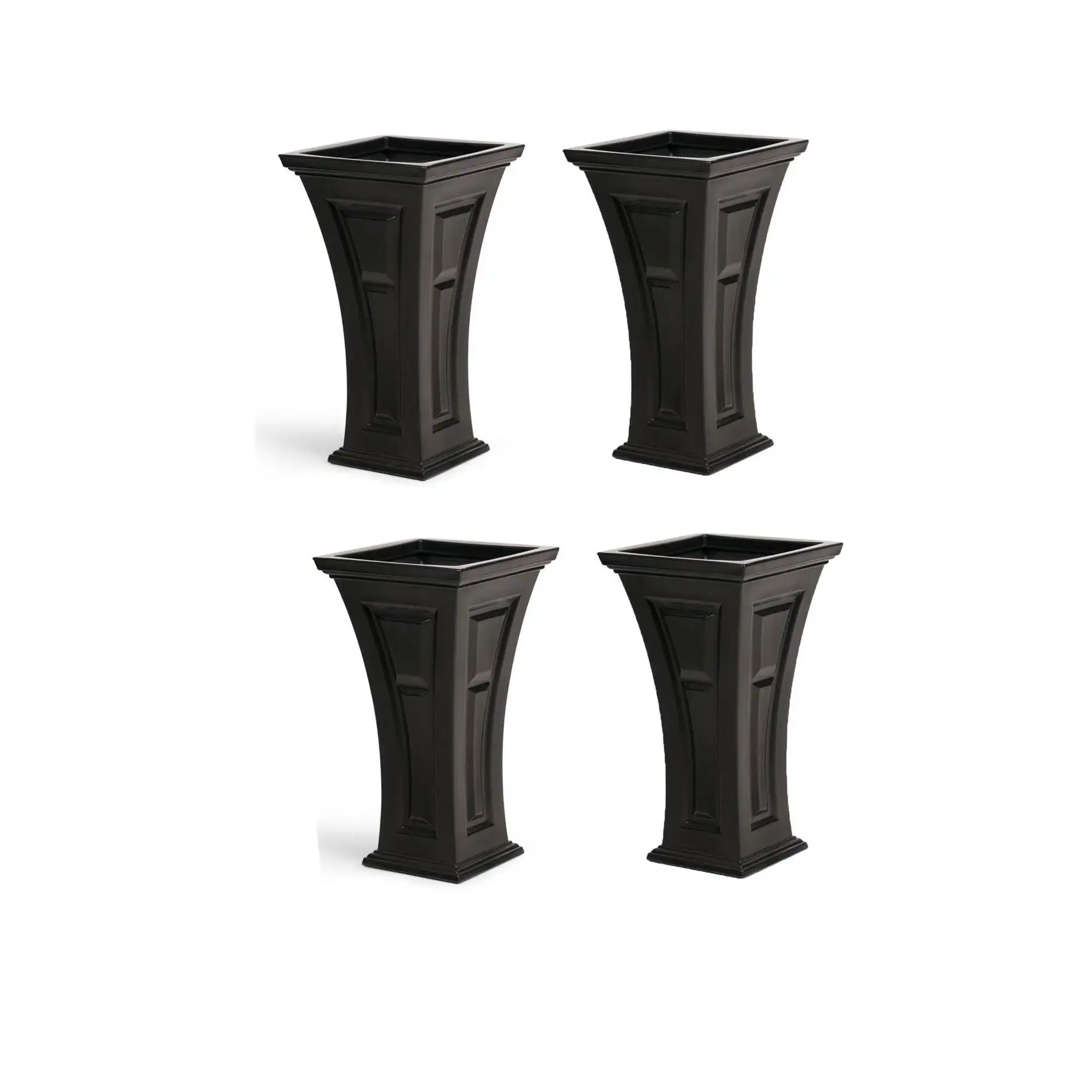 YIMBY Heritage Self Watering Tall Outdoor Garden Patio Planter Pot, (4 Pack)