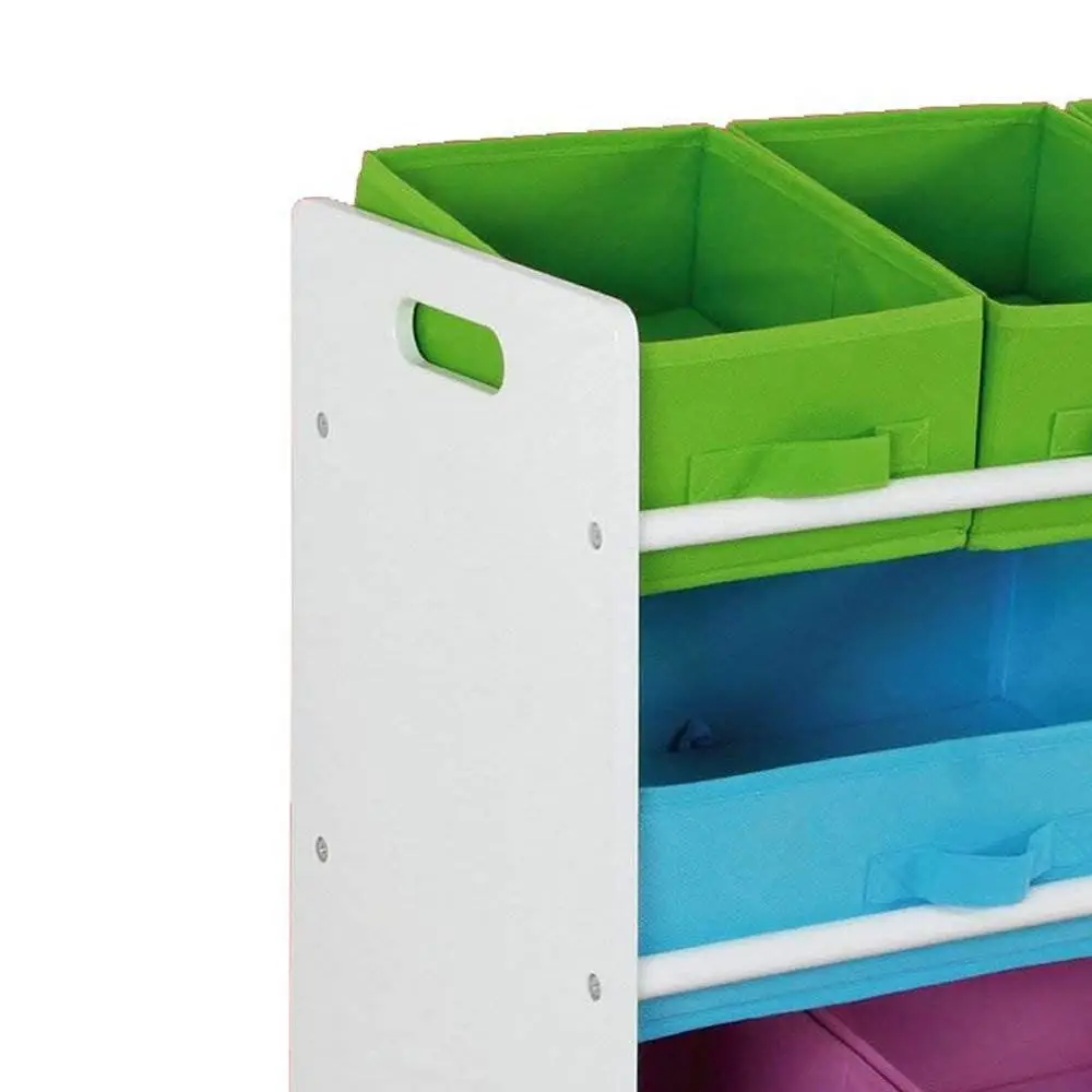 Home Basics Kid Furniture Storage Organization Shelf with 9 Bins, White (6 Pack)