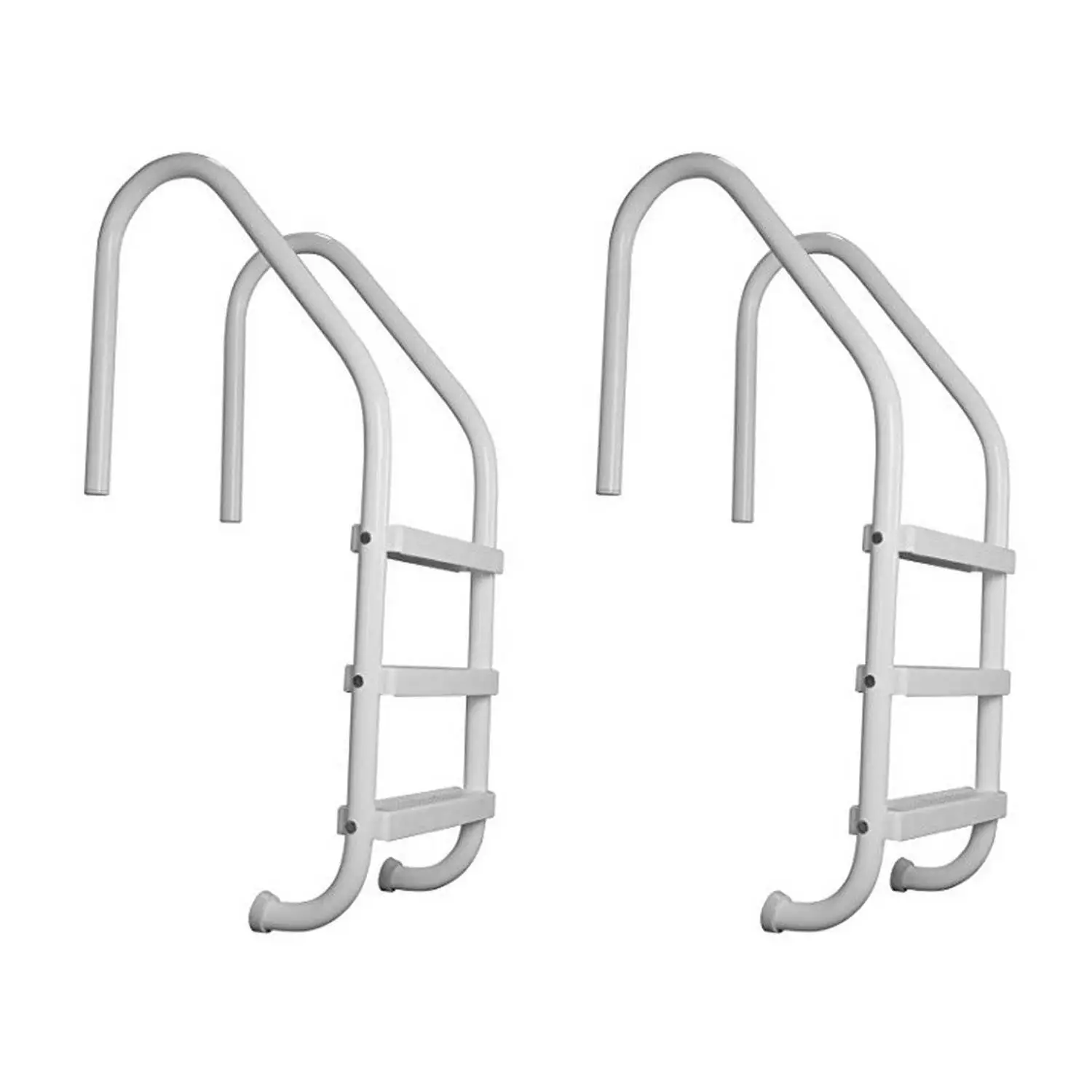 Saftron 3 Step High Impact Polymer Finish Inground Pool Ladder, White (2 Pack)