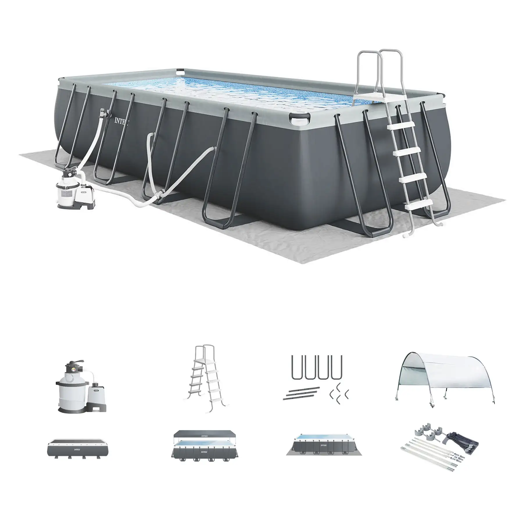 Intex Ultra XTR Frame 24' x 12' x 52" Swimming Pool with Protective Sun Canopy