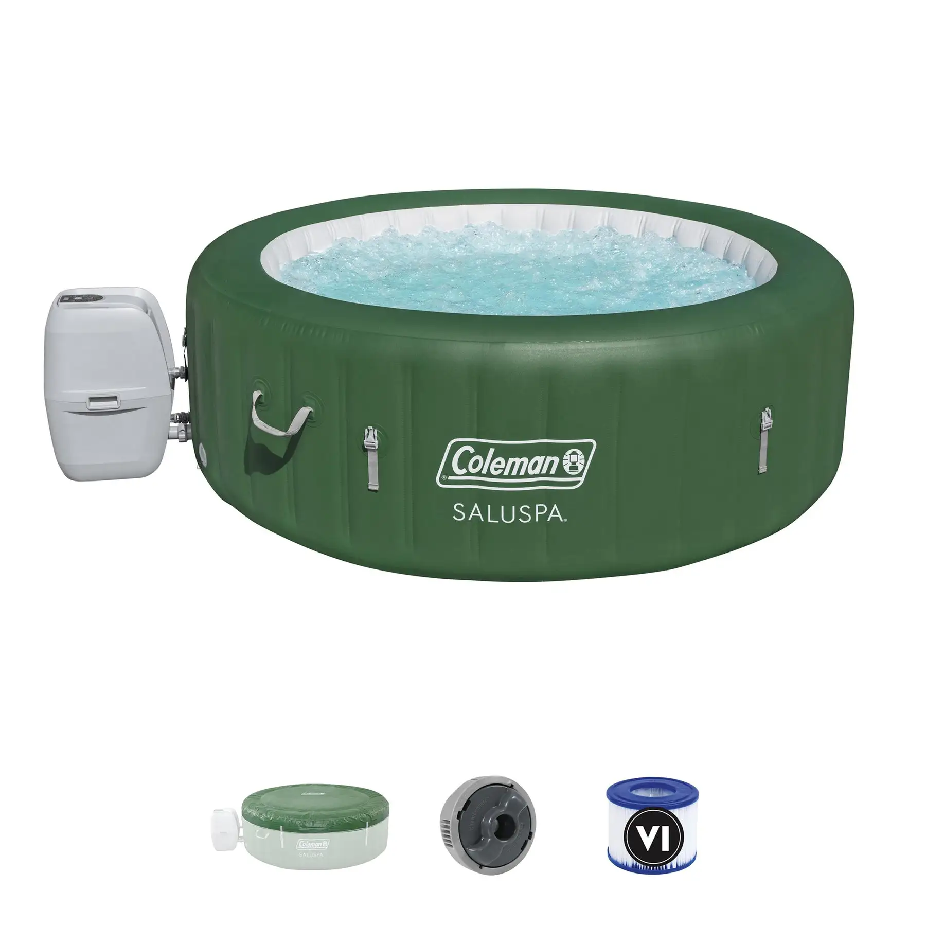 Coleman SaluSpa 6 Person Inflatable Hot Tub, Green