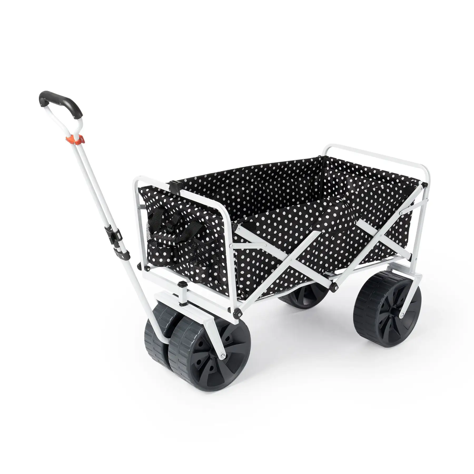 Mac Sports Collapsible All Terrain Beach Utility Wagon Cart w/ Table, Black Dots