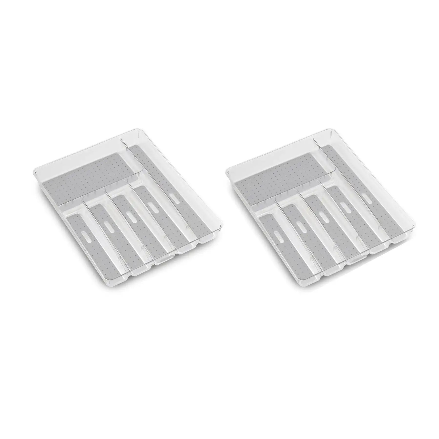 MadeSmart Clear Large Kitchen Silverware Tray Drawer Organizer, White (2 Pack)