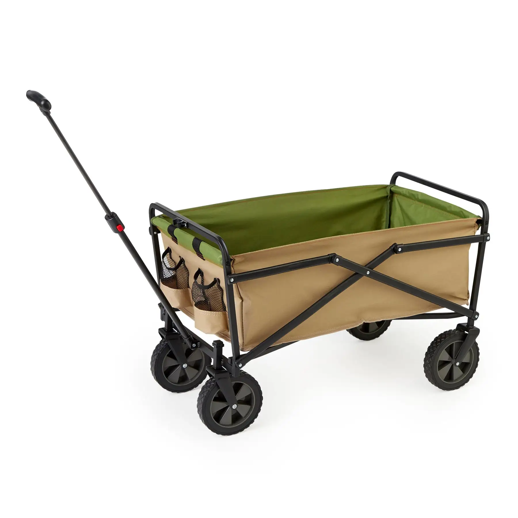 Seina 150lb Capacity Collapsible Steel Outdoor Utility Wagon Cart, Khaki/Green