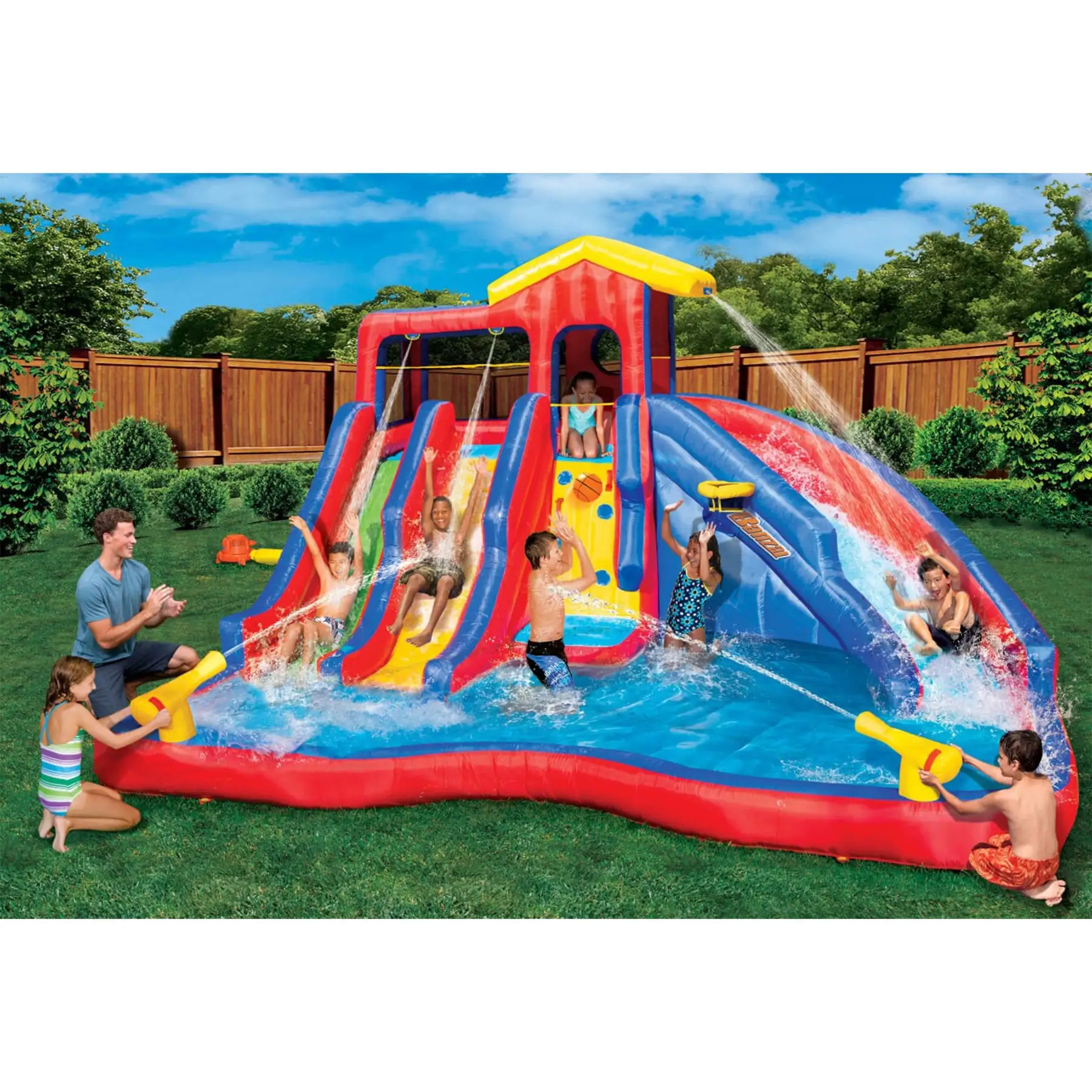 Banzai Hydro Blast Kids Inflatable Backyard Waterpark Activity Pool Play Center - Image 3